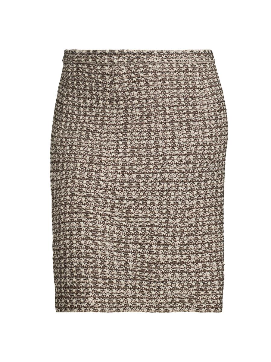 Ming Wang Women's Plus Size Pencil Tweed Knee-length Skirt In Dk Umber Multi