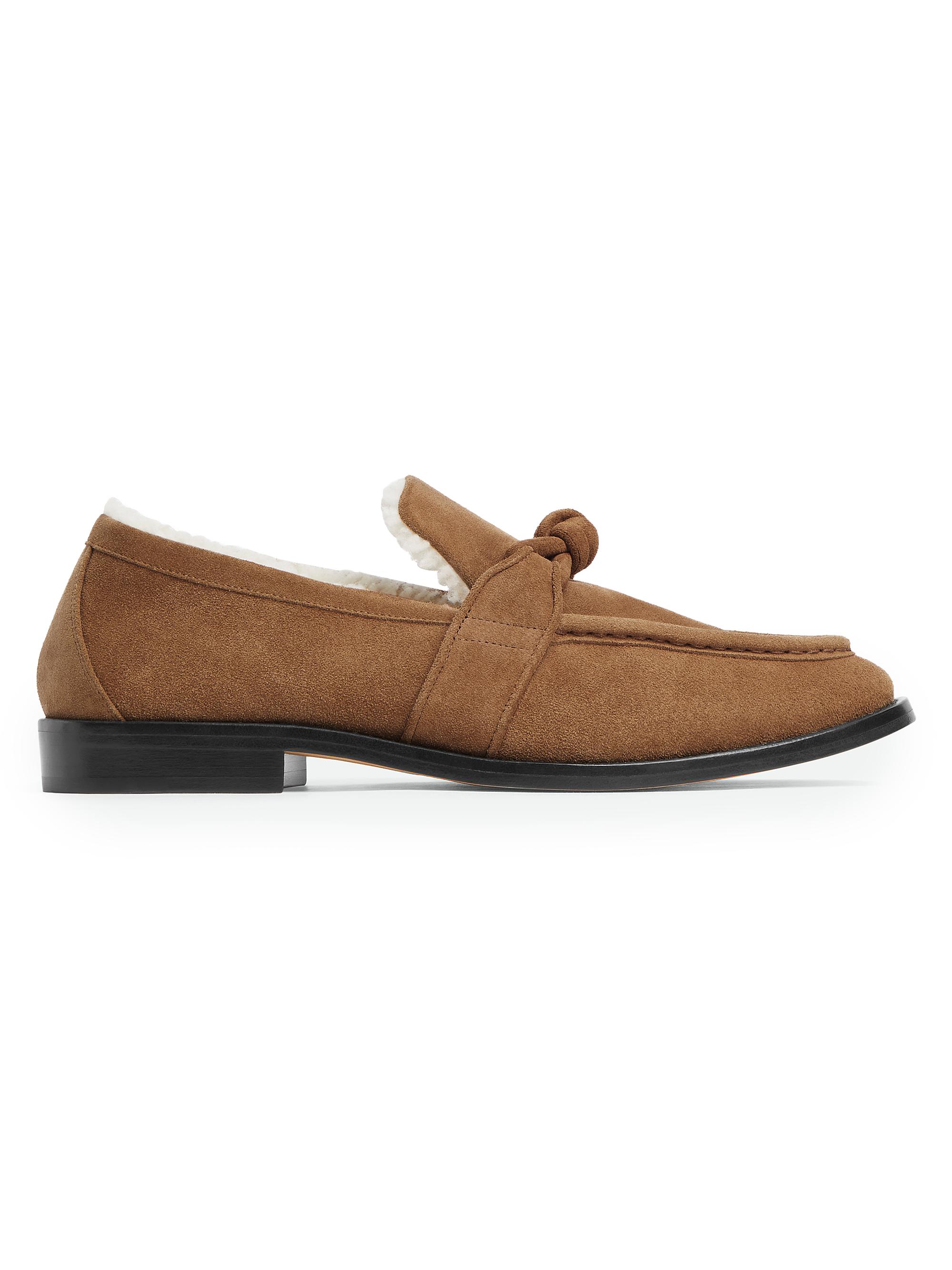 Bottega Veneta Women's Astaire Shearling-Lined Suede Loafers - Caramel Popcorn