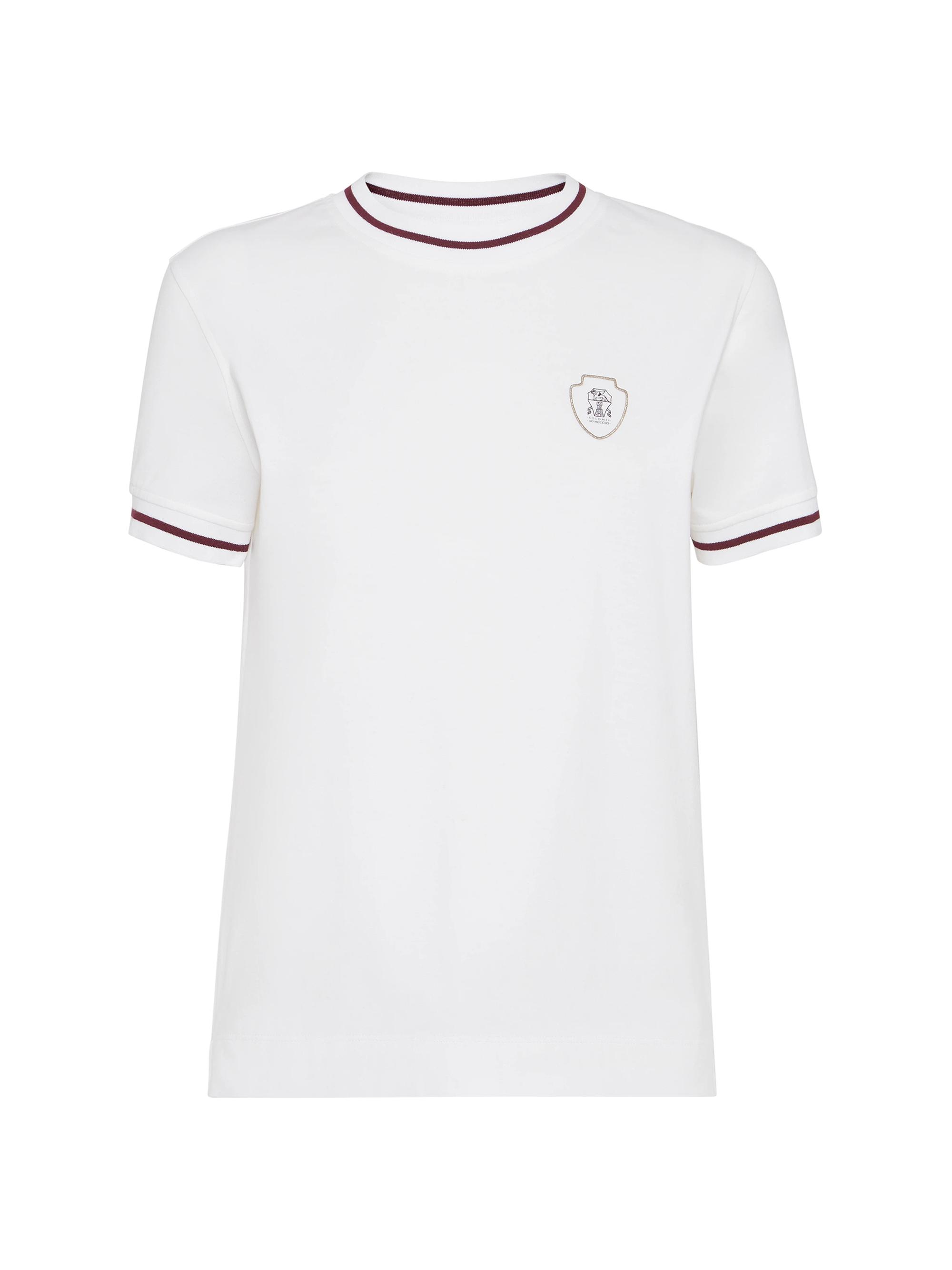 Brunello Cucinelli Women's Cotton Jersey T Shirt with Logo - White