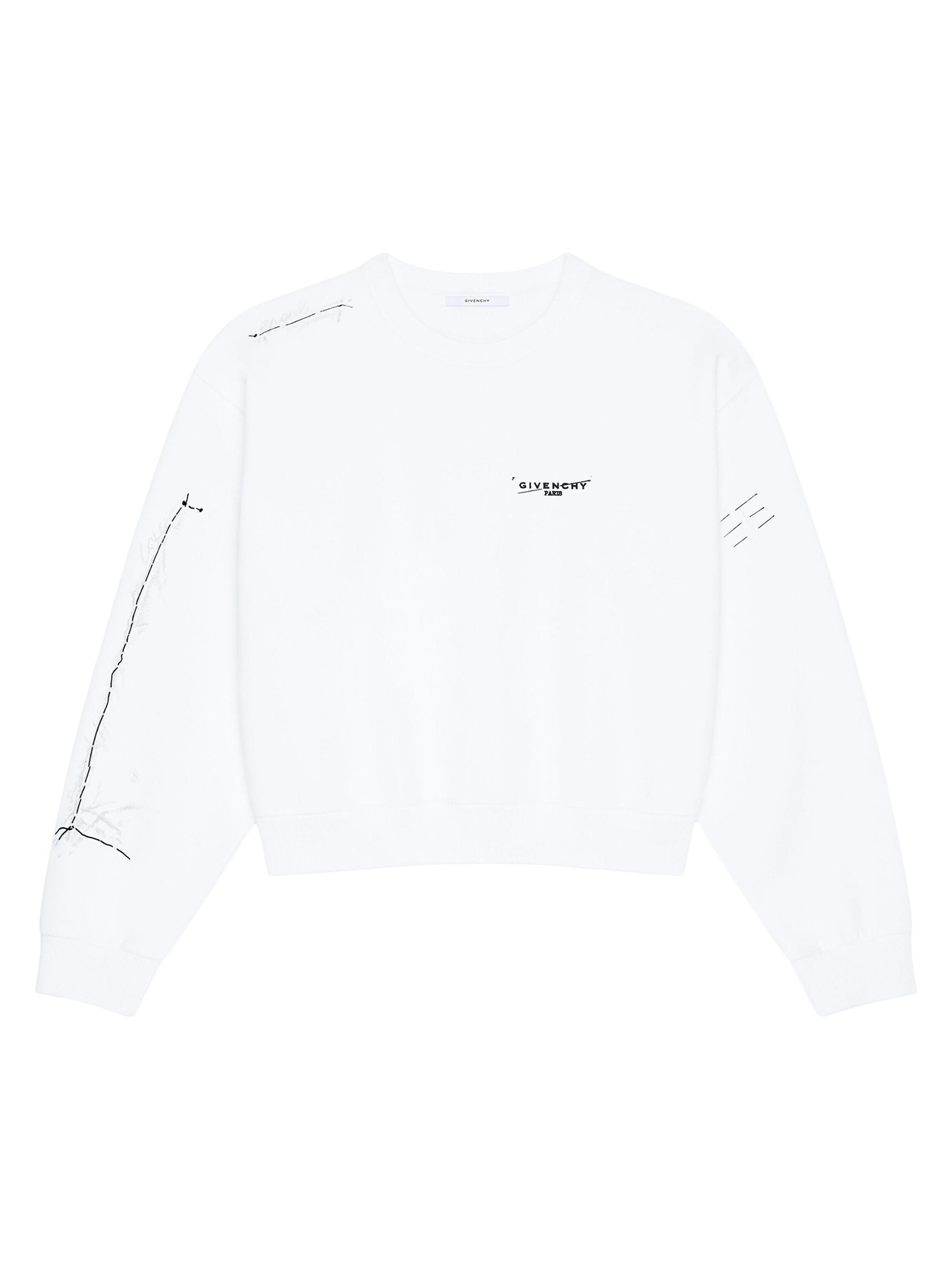 Givenchy Women's Sweatshirt in Fleece with Trompe L'il Pattern - White