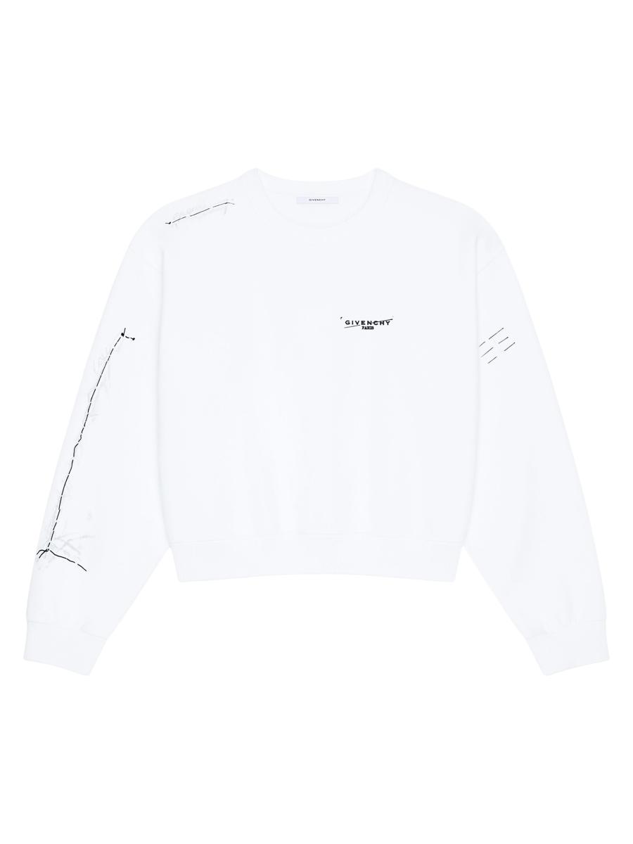 Givenchy Women's Sweatshirt In Fleece With Trompe L'il Pattern In White