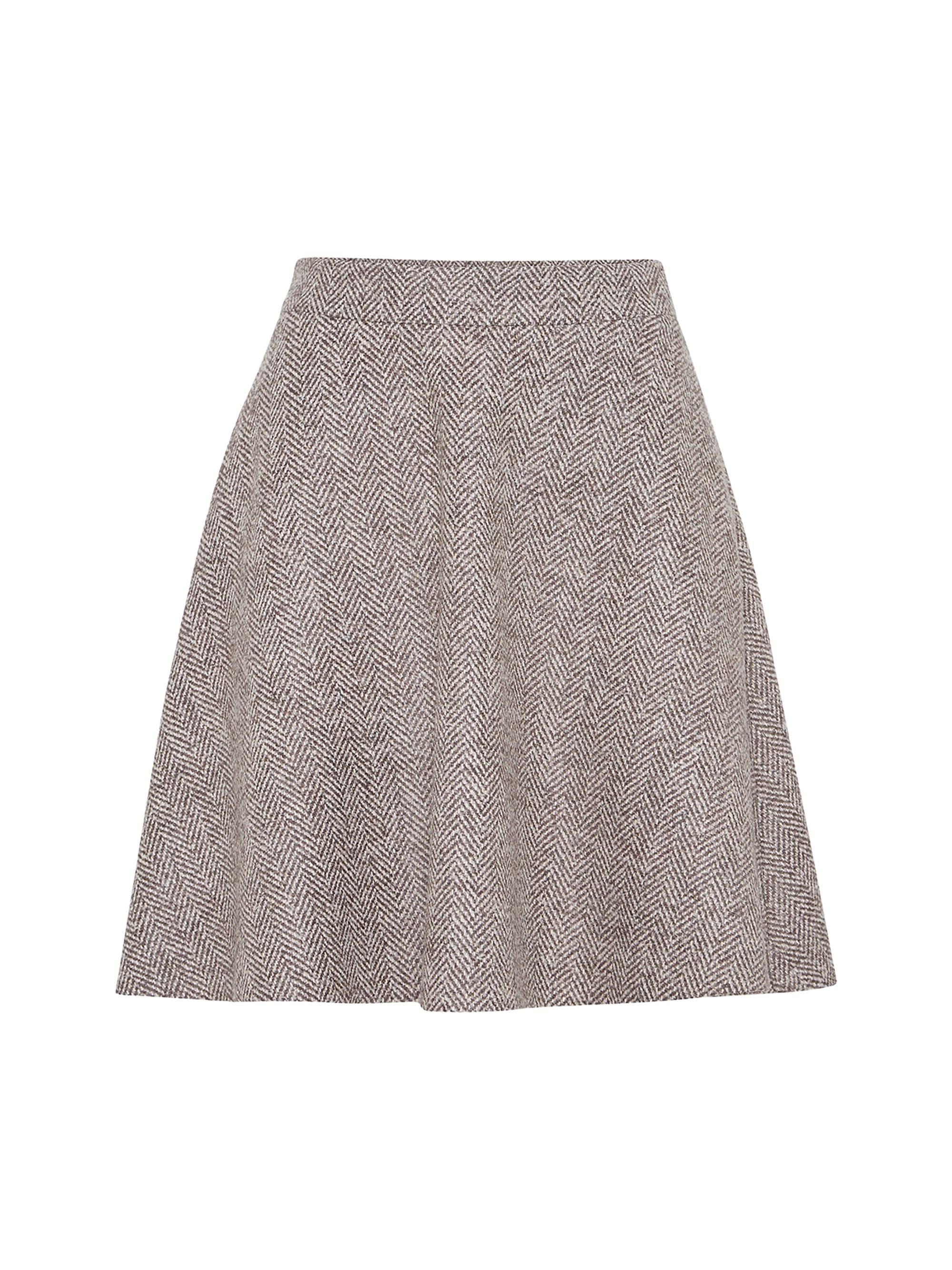 Brunello Cucinelli Women's Virgin Wool Herringbone Tweed Mini Circle Skirt - Light Brown