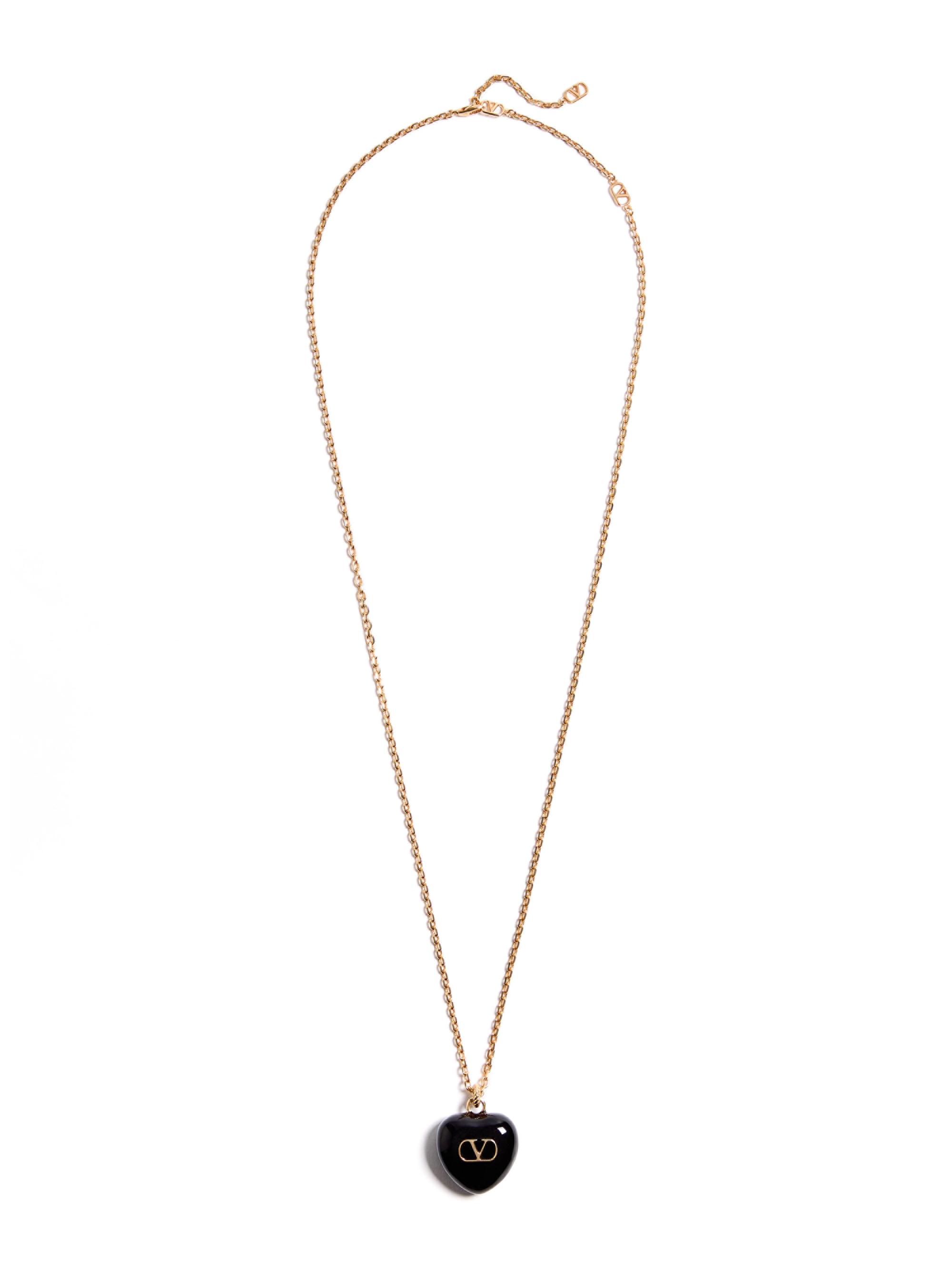 Valentino Garavani Women's Coeur Royal Necklace in Metal and Enamel - Gold Black