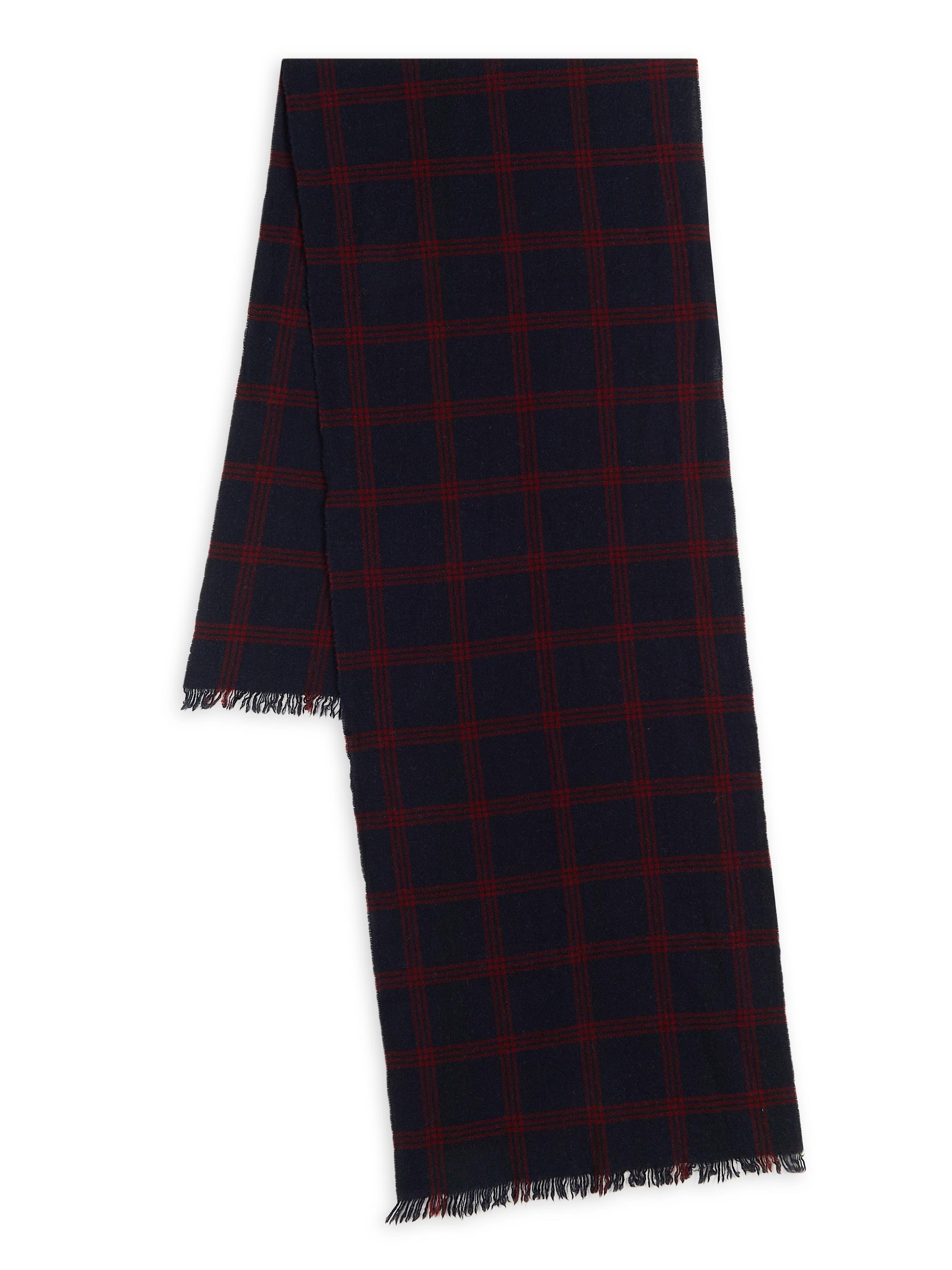 Saks Fifth Avenue Men's COLLECTION Check Wool-Blend Scarf - Navy Burgundy