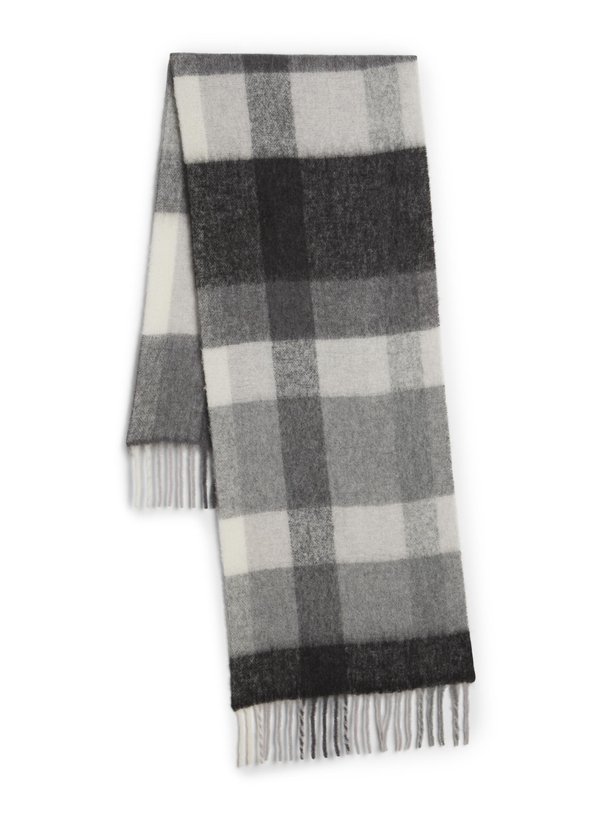 Saks Fifth Avenue Men's Plaid Brushed Alpaca-Blend Scarf - Light Grey