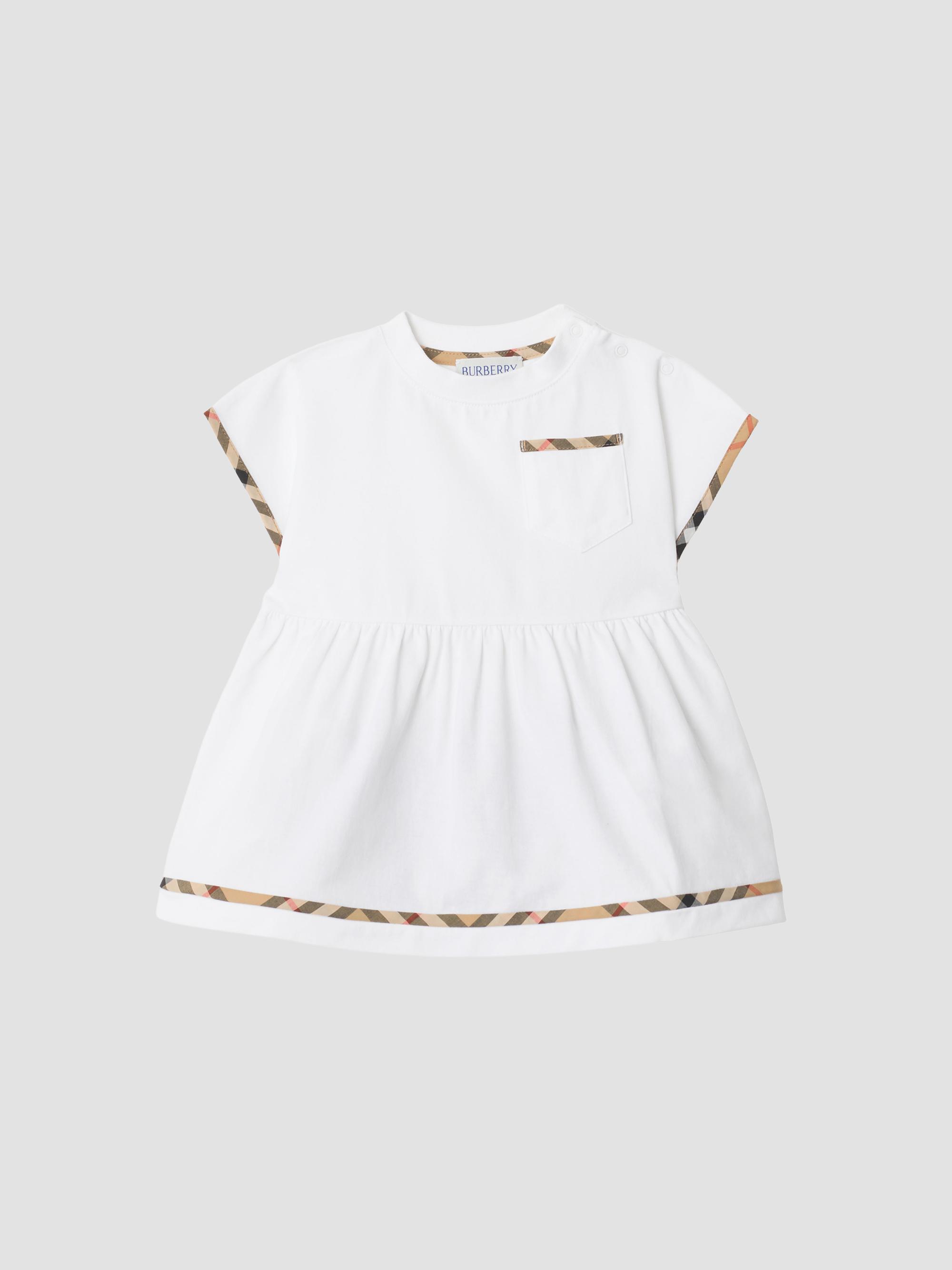Burberry Baby Girl's Check-Trim Cotton Dress & Bloomers Set - White 3 Months | Thumbnail 2