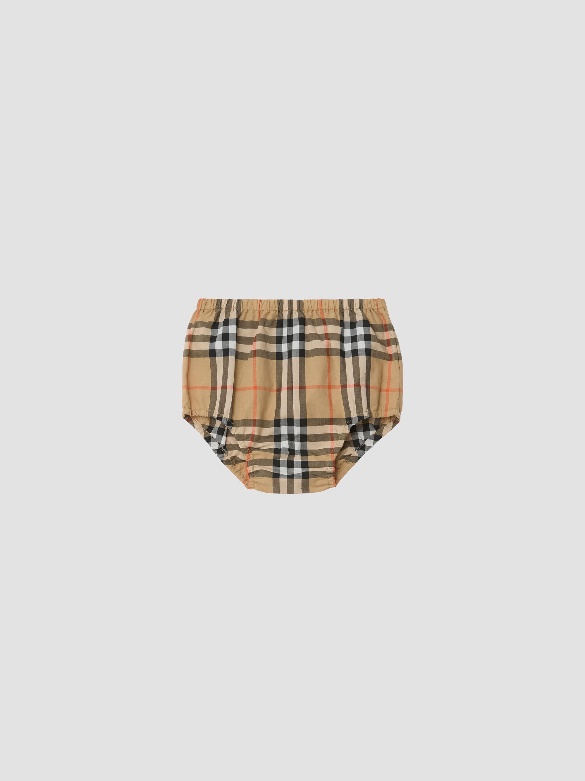Burberry Baby Girl's Check-Trim Cotton Dress & Bloomers Set - White 3 Months | Thumbnail 3