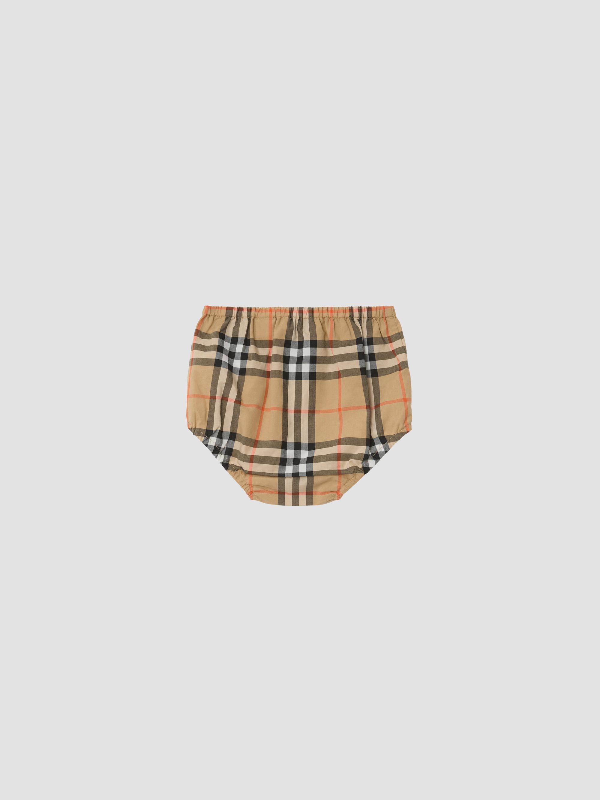 Burberry Baby Girl's Check-Trim Cotton Dress & Bloomers Set - White 3 Months | Thumbnail 4