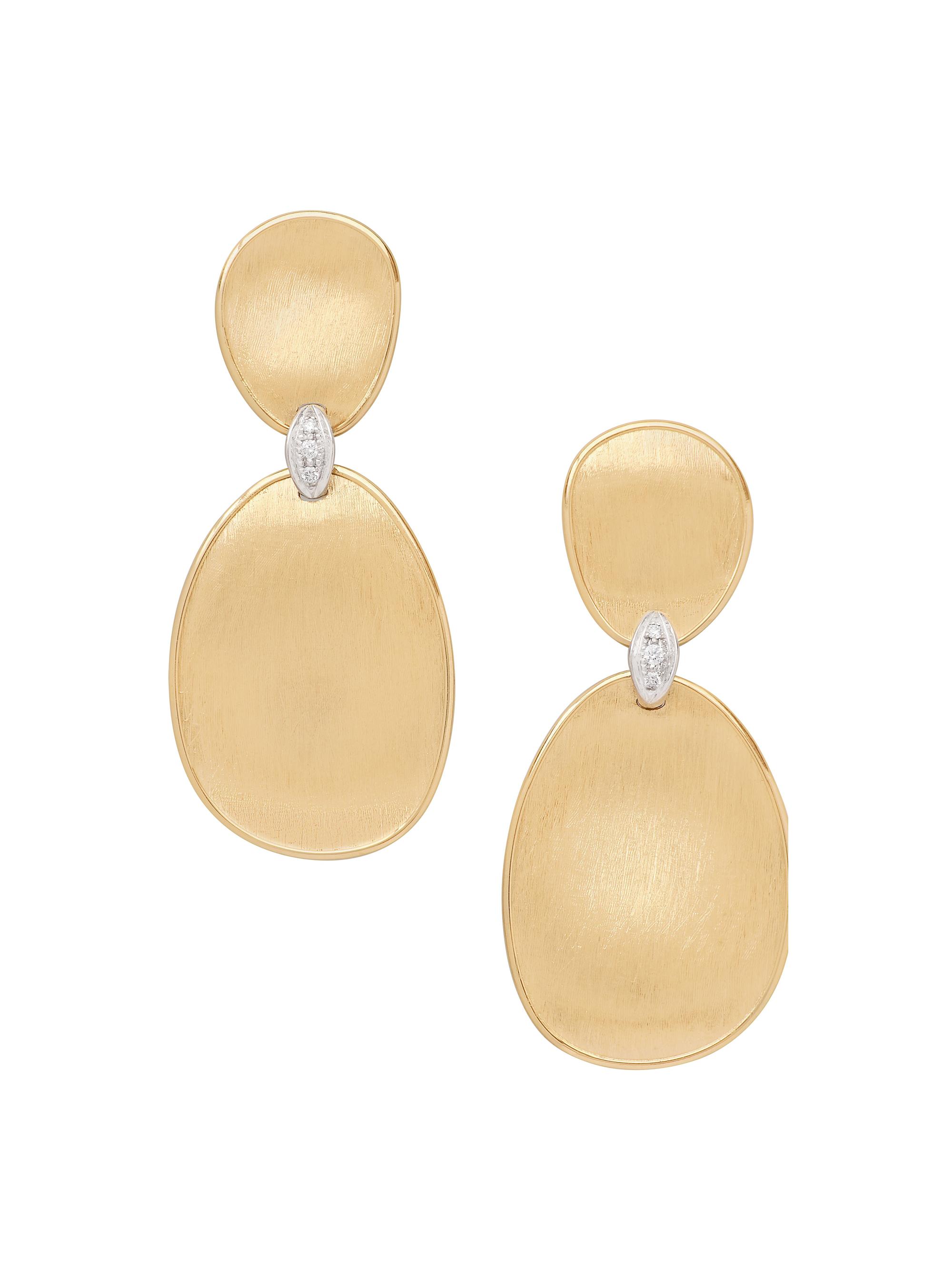 Marco Bicego Women's Lunaria Two-Tone 18K Gold & 0.03 TCW Diamond Double-Drop Earrings - Yellow Gold