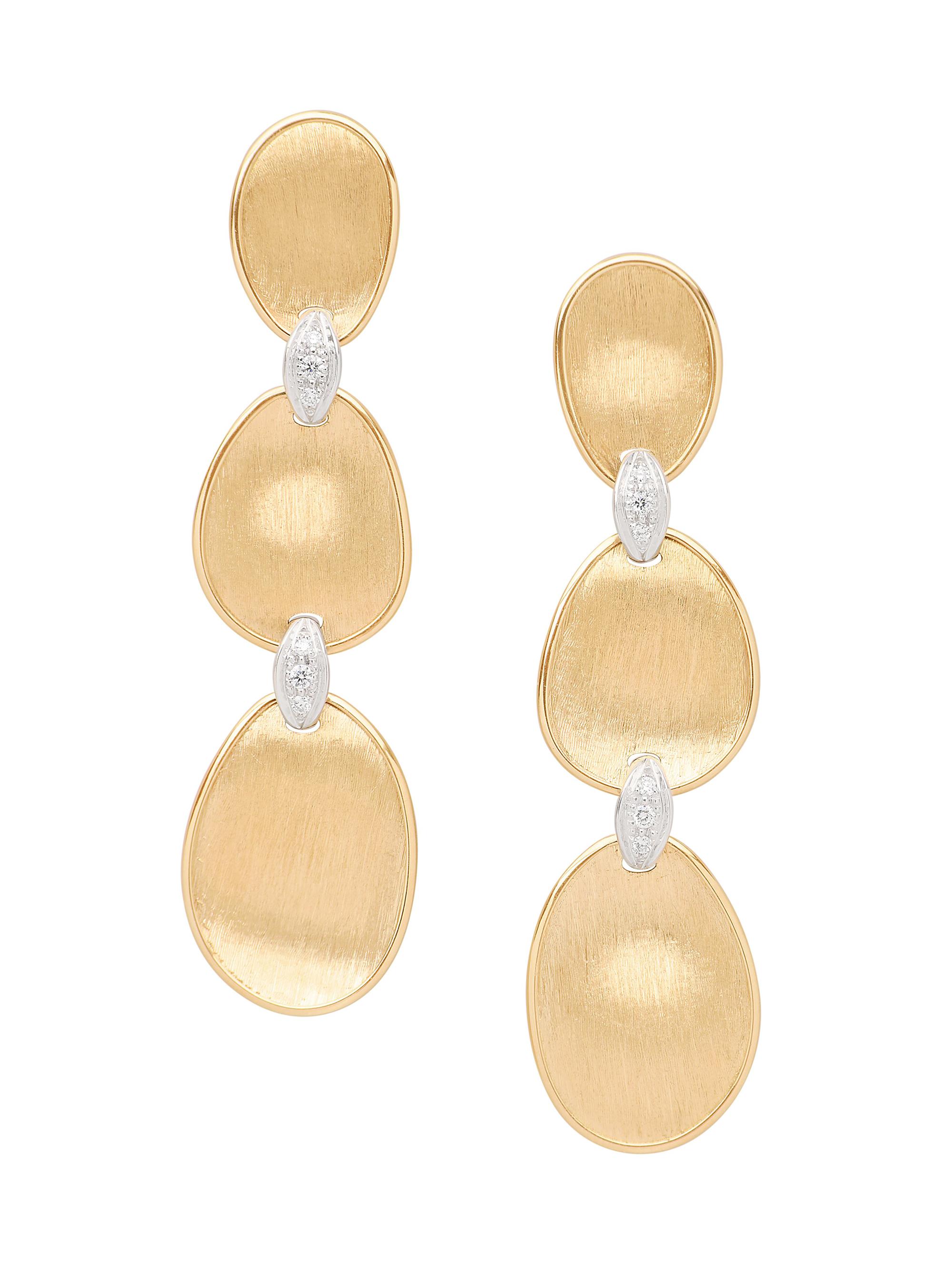 Marco Bicego Women's Lunaria Two-Tone 18K Gold & 0.07 TCW Diamond Triple-Drop Earrings - Yellow Gold