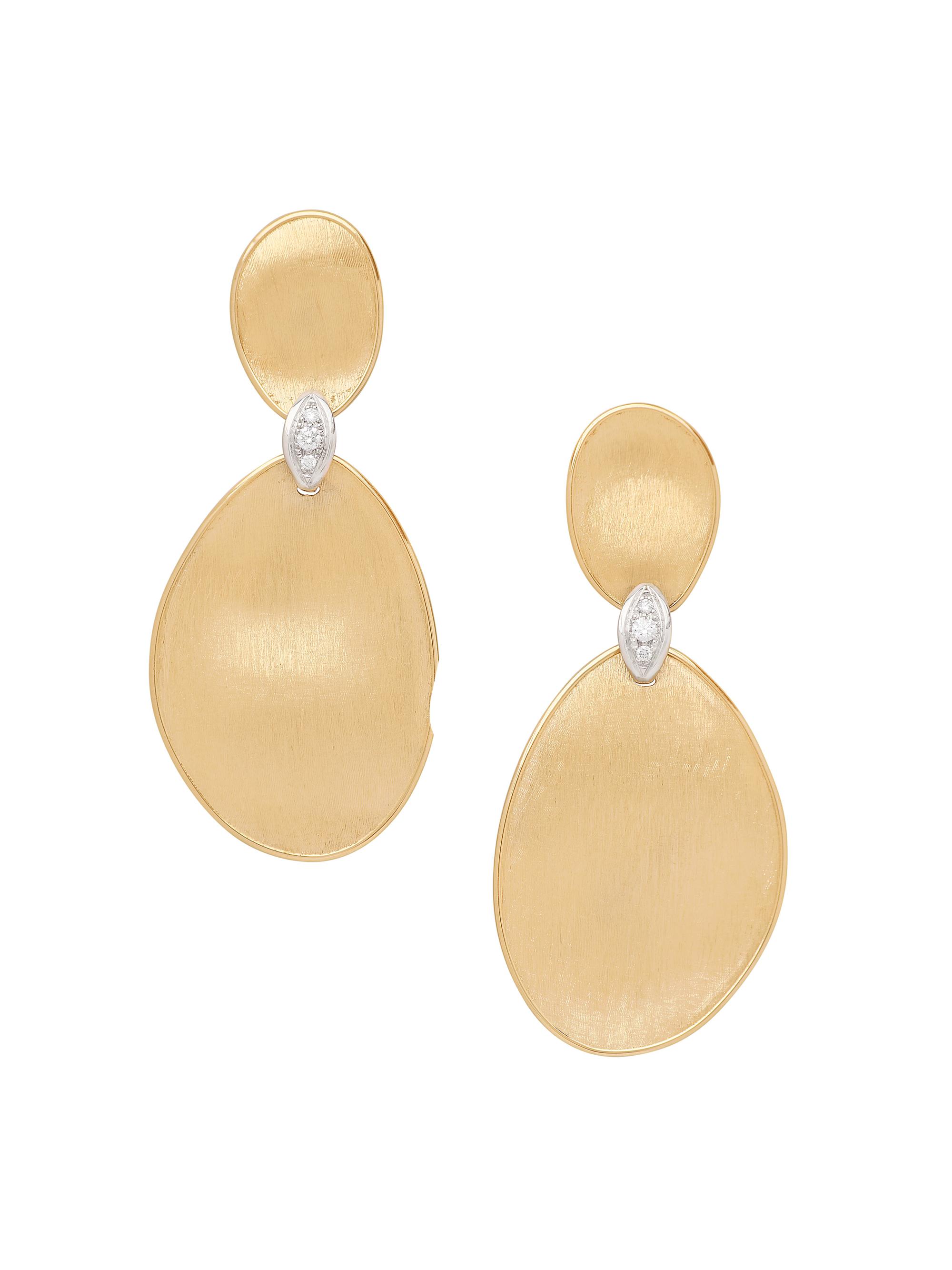 Marco Bicego Women's Lunaria Two-Tone 18K Gold & 0.10 TCW Diamond  Double-Drop Earrings - Yellow Gold