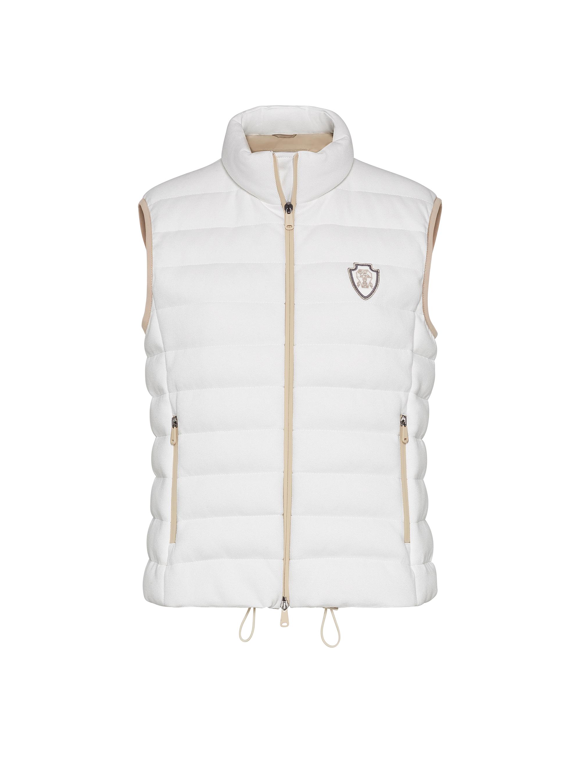 Brunello Cucinelli Women's Techno Cotton Piqué Down Vest with Logo - White