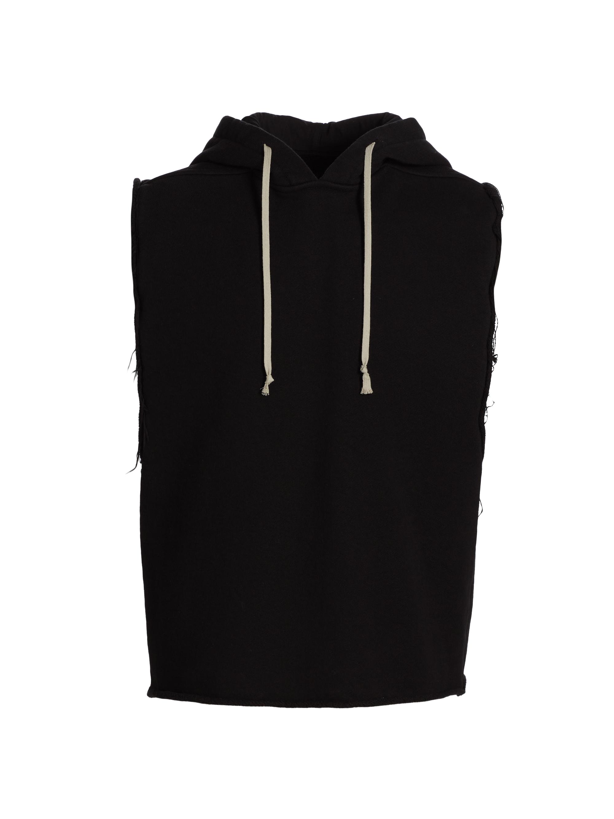 Rick Owens Men's Cotton Sleeveless Hooded Tunic - Black