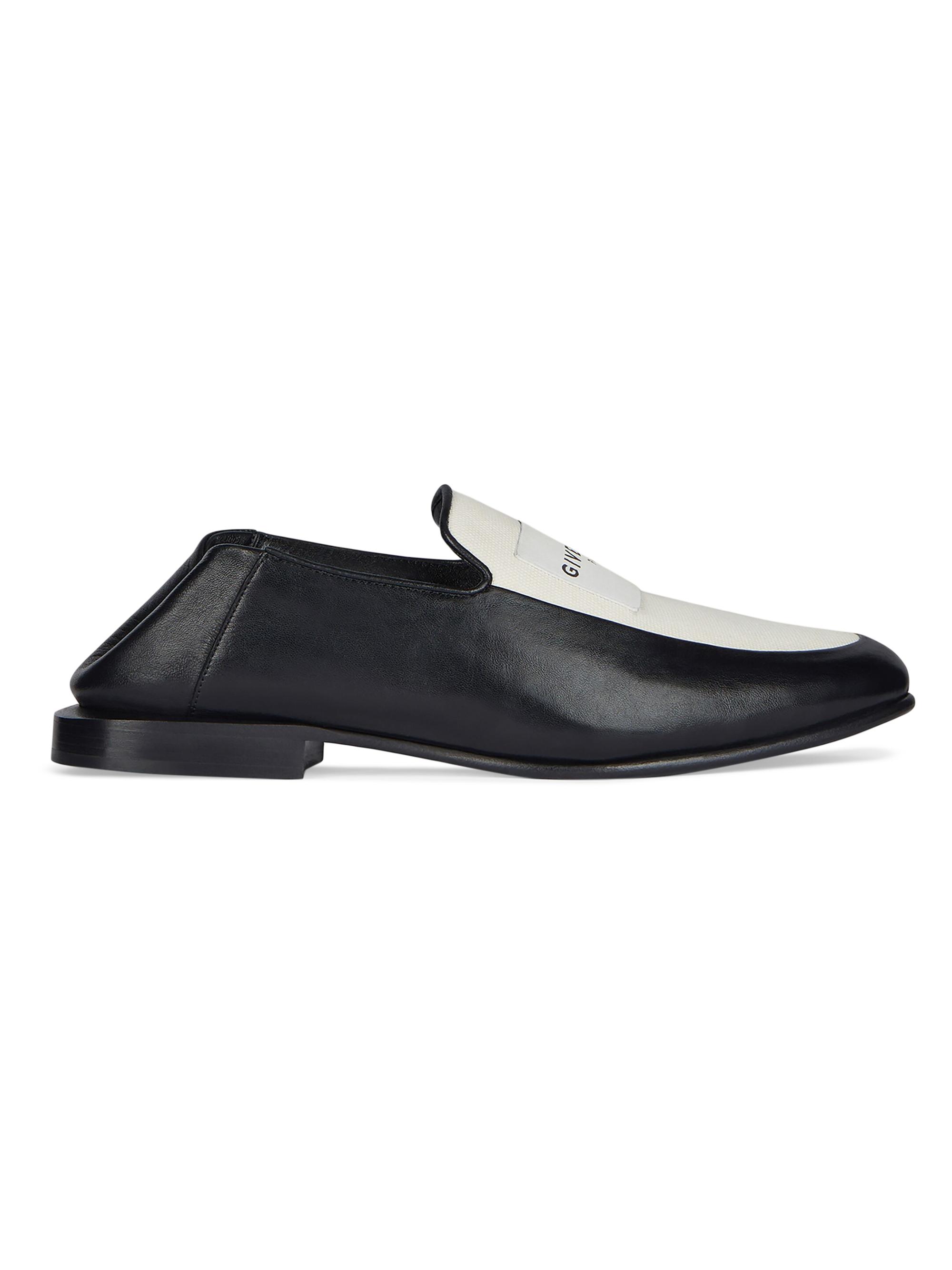 Givenchy Women's Label Loafers in Leather and Canvas - Black Natural
