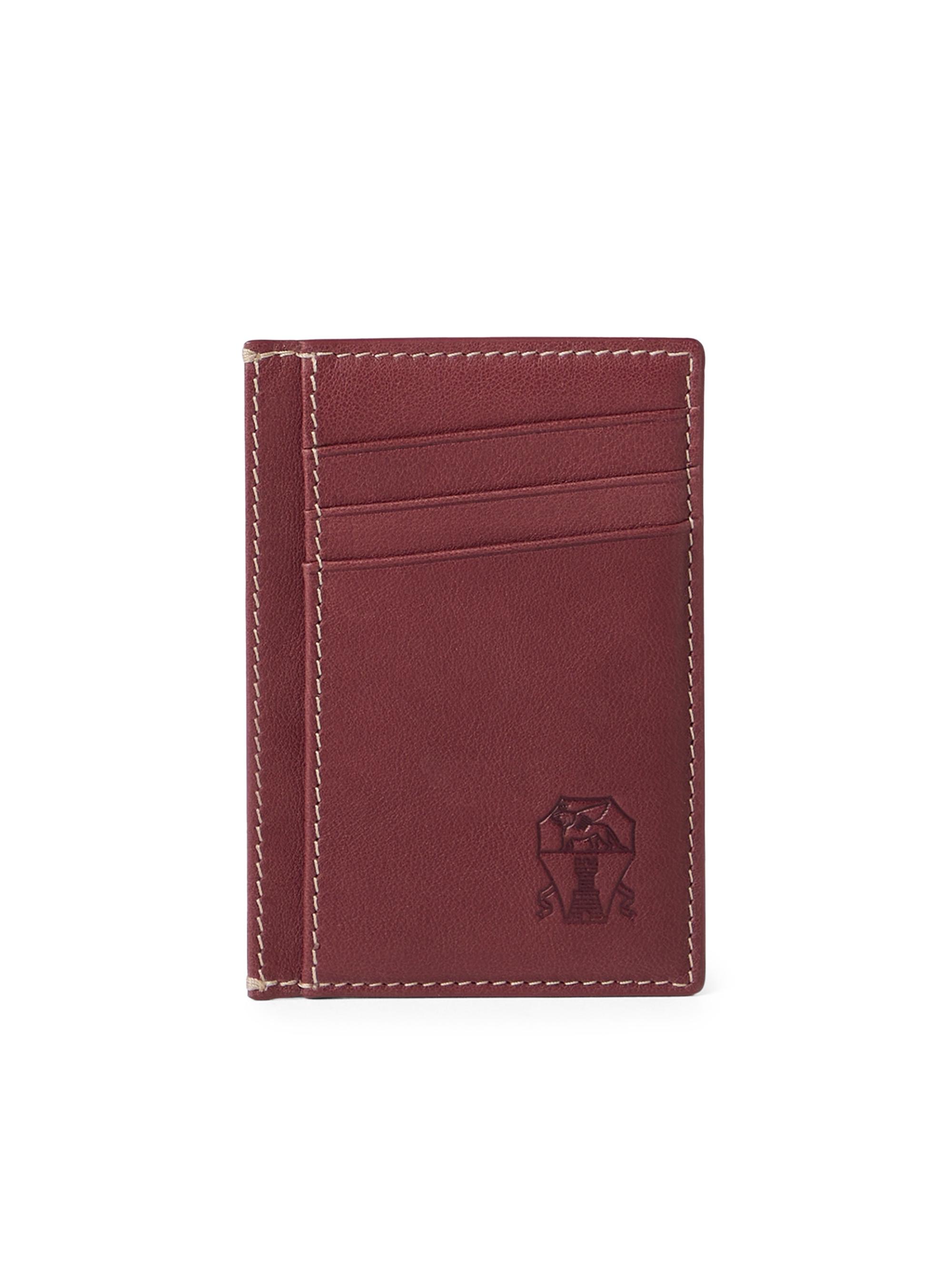 Brunello Cucinelli Men's Calfskin Card Holder - Burgundy