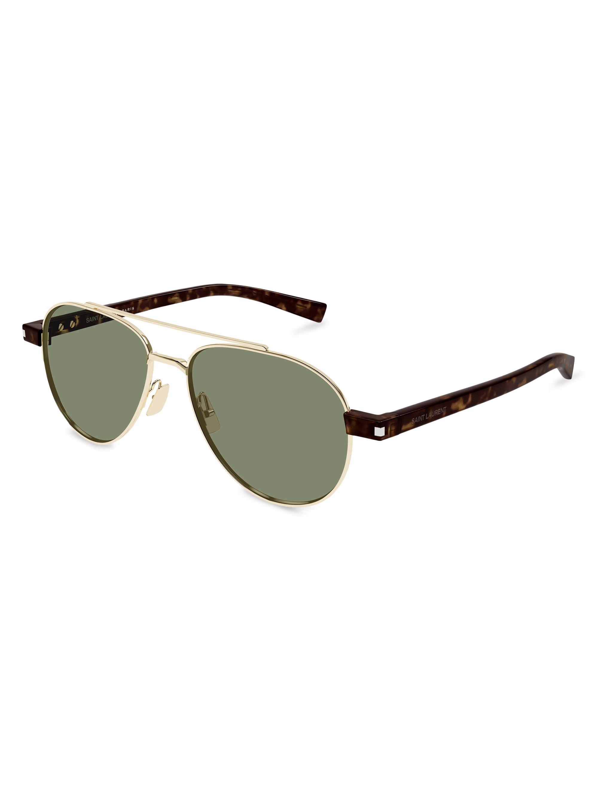 Saint Laurent Men's 54MM Aviator Sunglasses - Gold Green