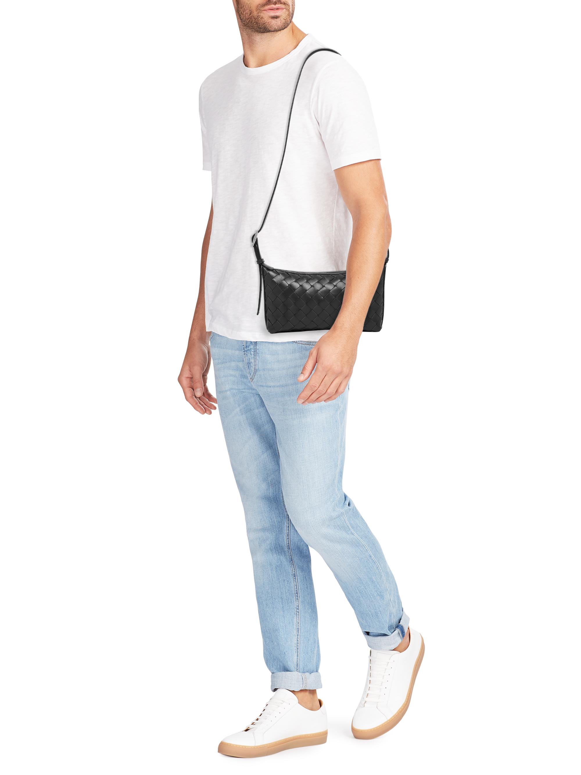 Traveler Intrecciato Leather Phone Pouch