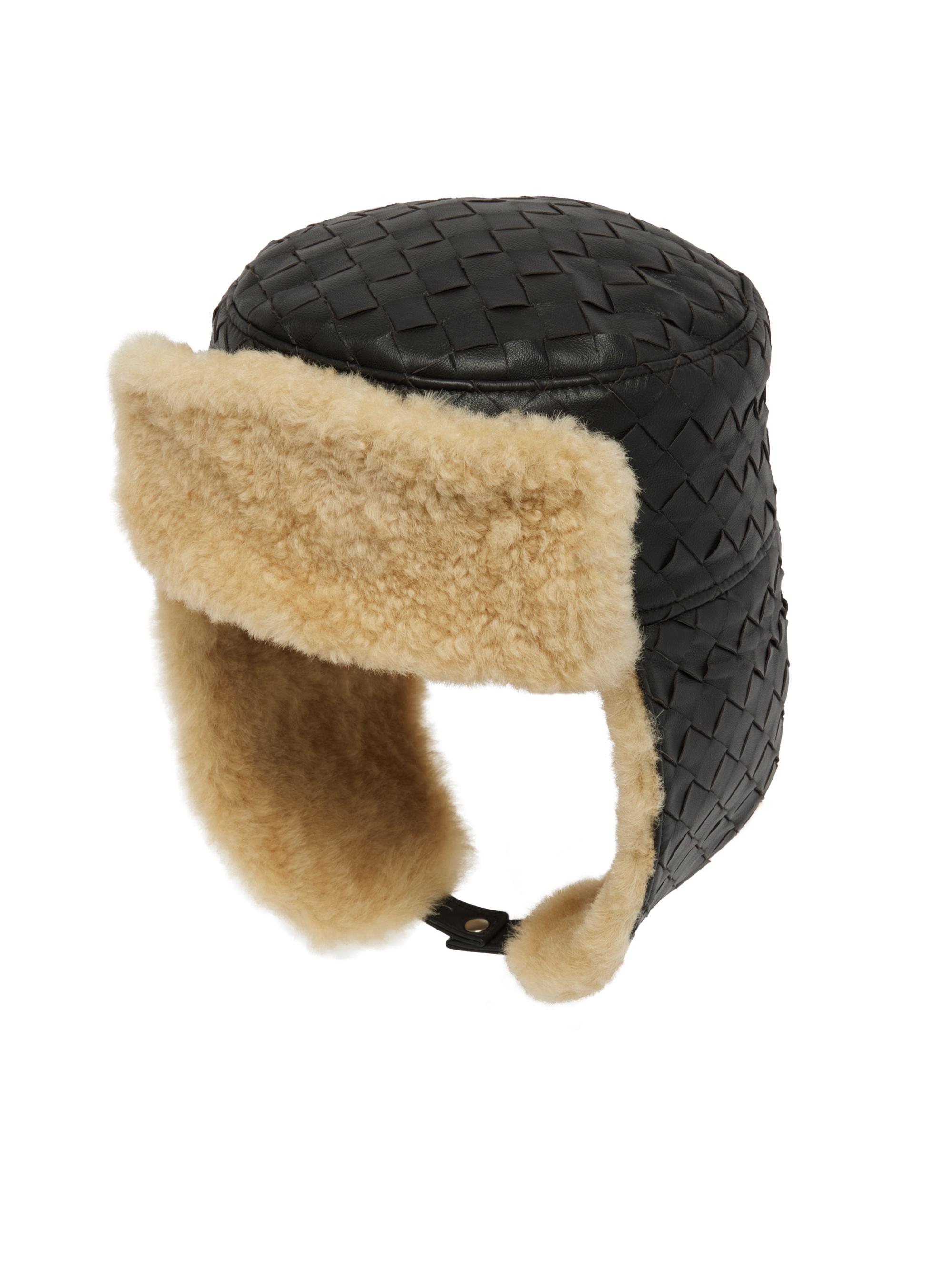 Bottega Veneta Intrecciato Shearling Aviator Hat | Saks Fifth Avenue
