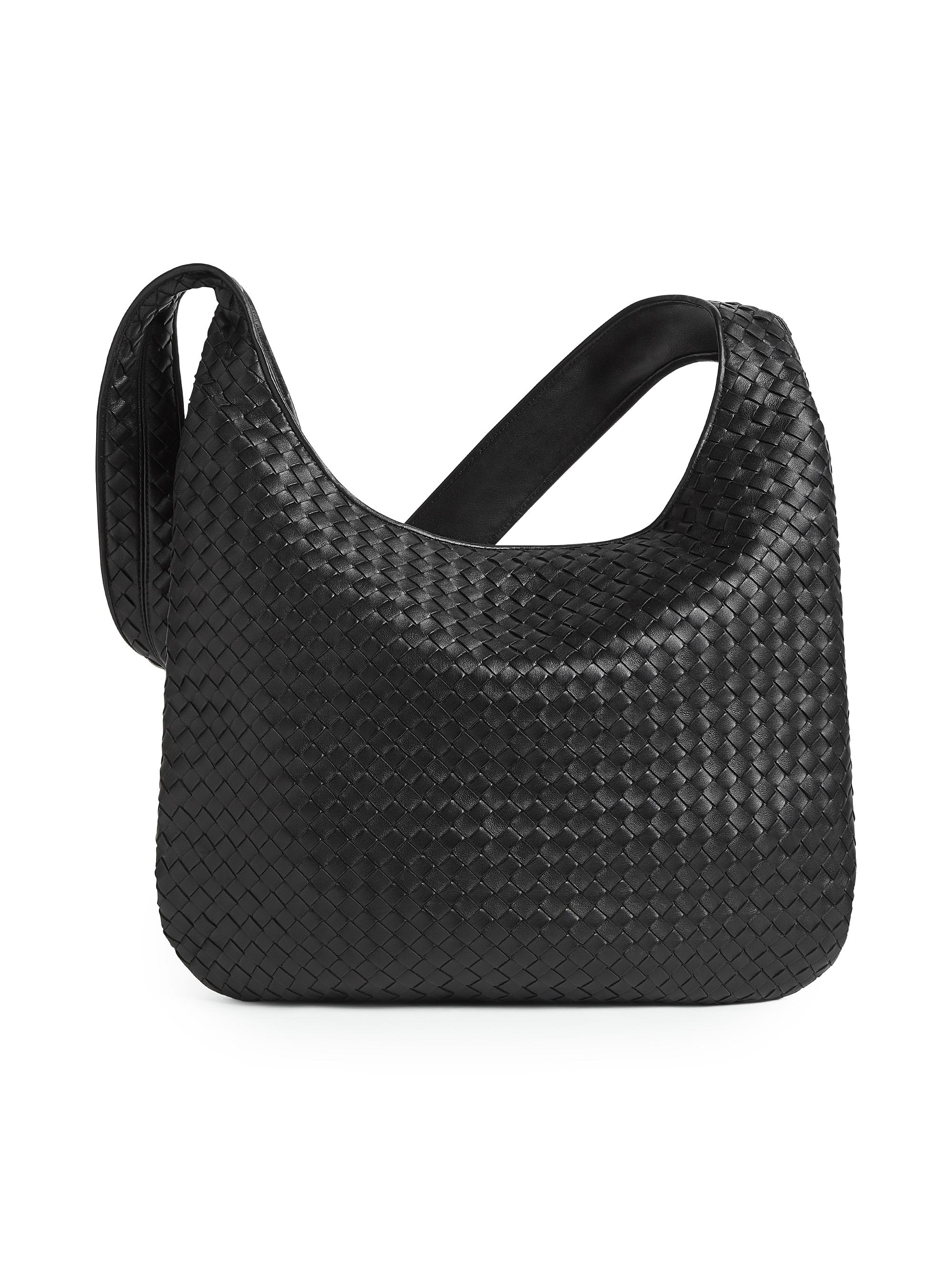 Bottega Veneta Men's  Intrecciato Leather Crossbody Bag - Black Silver