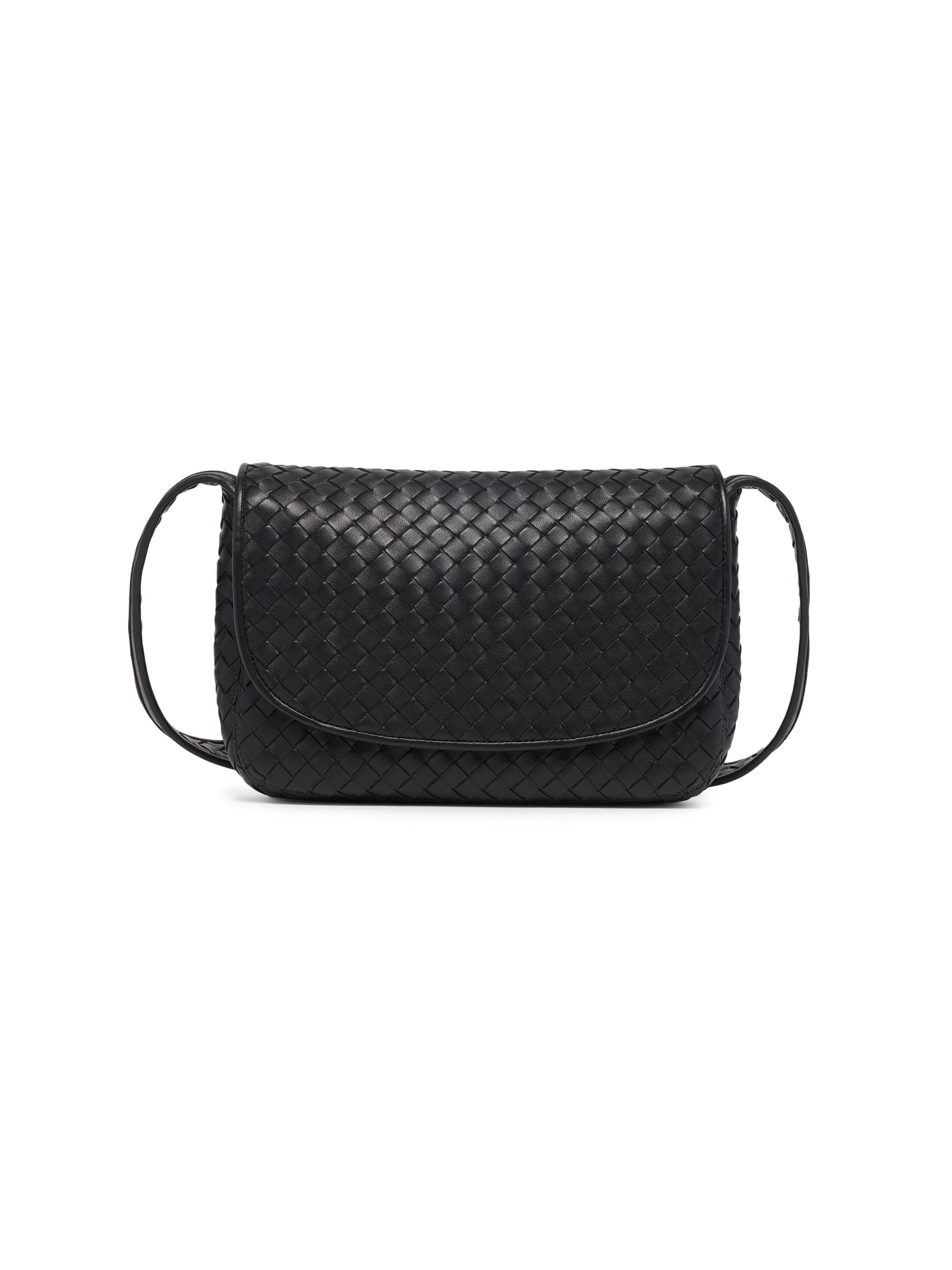 Bottega Veneta Men's Veneto Intrecciato Fluffy Messenger Bag - Black Silver