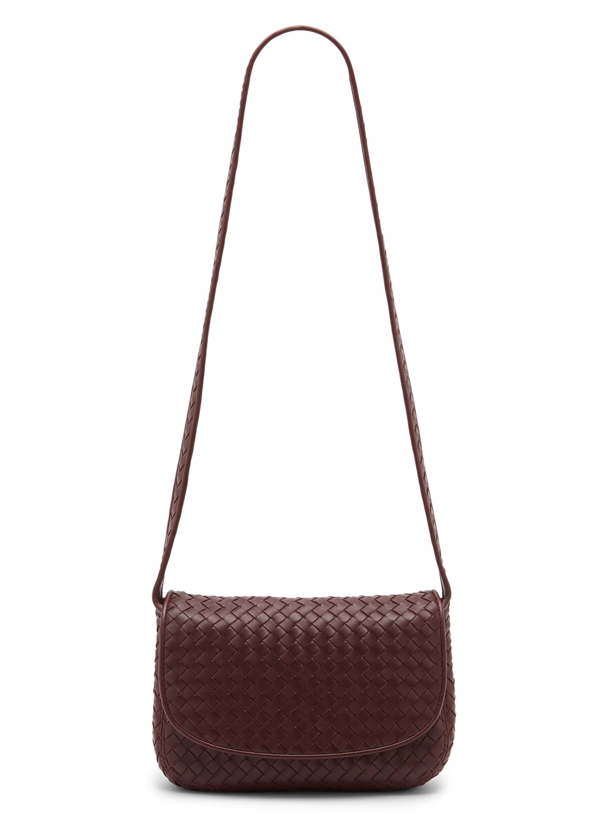 Bottega Veneta Men's Veneto Intrecciato Fluffy Messenger Bag - Deep Mahogany Silver