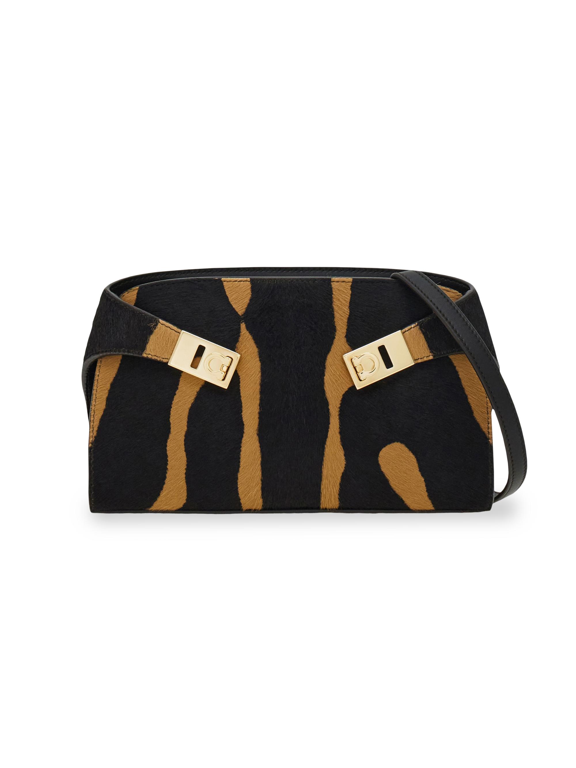 FERRAGAMO Women's Hug Zebra-Stripe Gancini Calf Hair Crossbody Bag - Kamari Beigetesta Di Moro