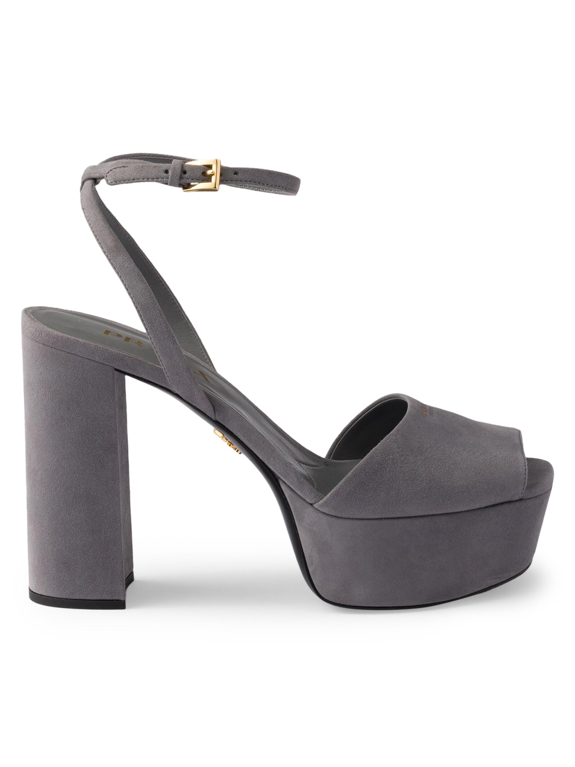Prada Women's Suede Platform Sandals - Grey