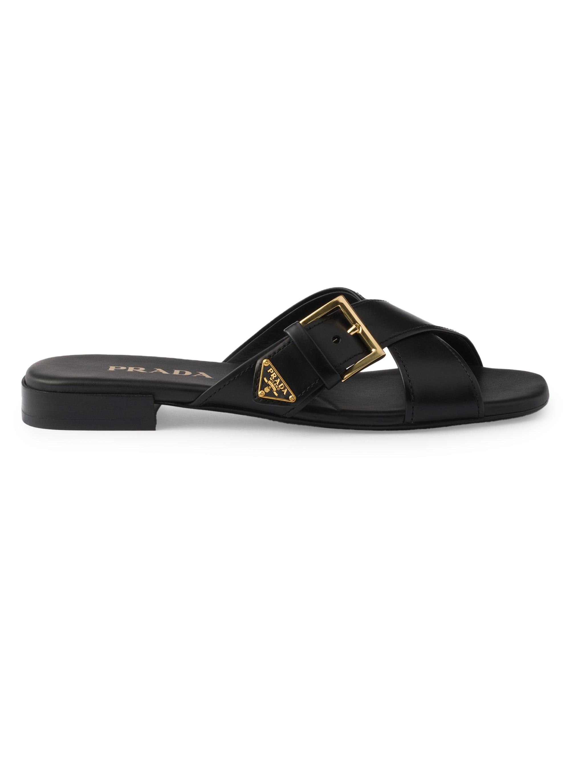 Prada Padded Nappa Leather Slides | Saks Fifth Avenue