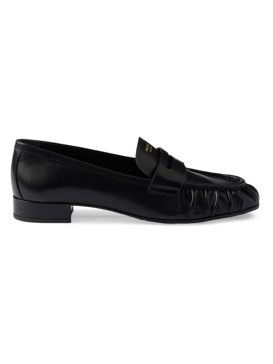 Prada Women's Leather Loafers In Black