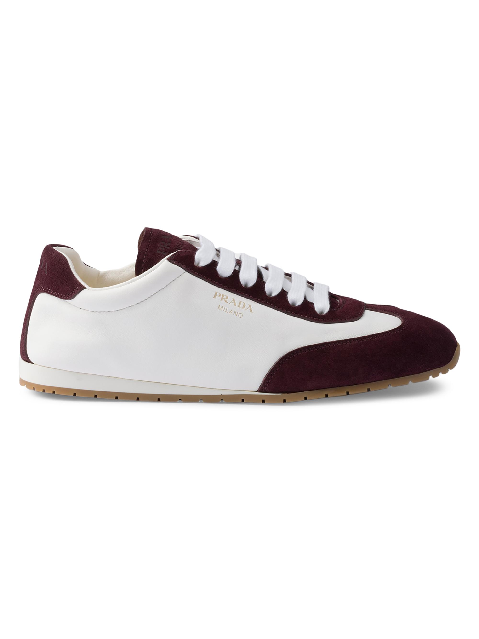 Prada Women's Suede and Nappa Leather Sneakers - Red Multicolor