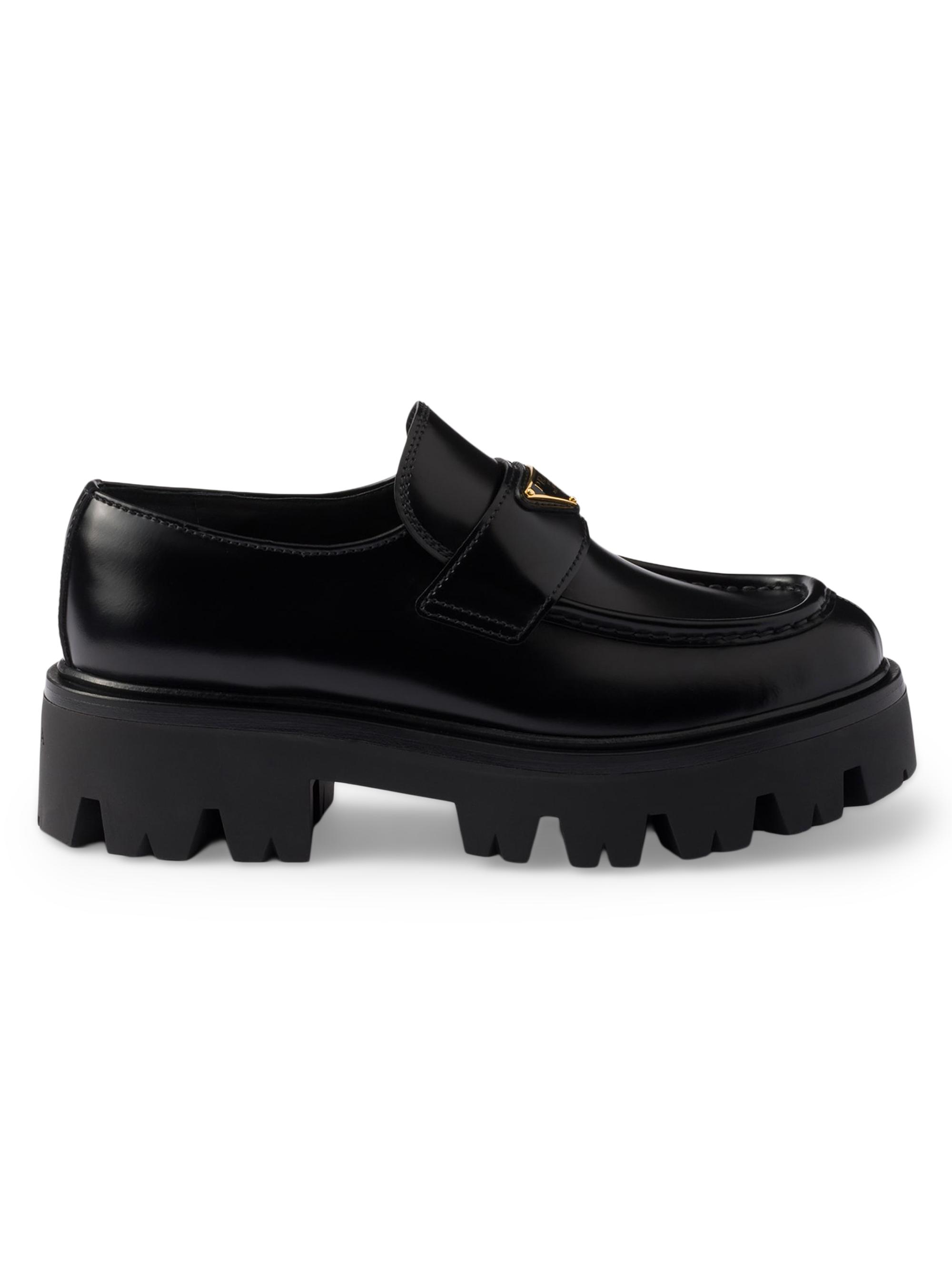Prada Monolith Brushed Leather Lace-Up Shoes | Saks Fifth Avenue