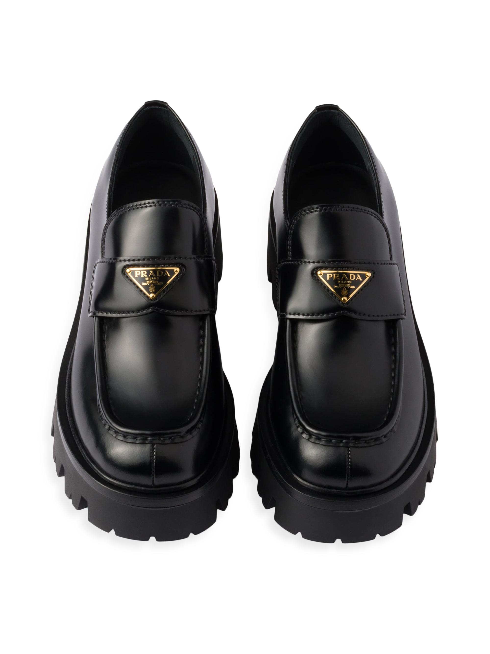 Prada Women's Brushed Leather Loafers | Saks Fifth Avenue