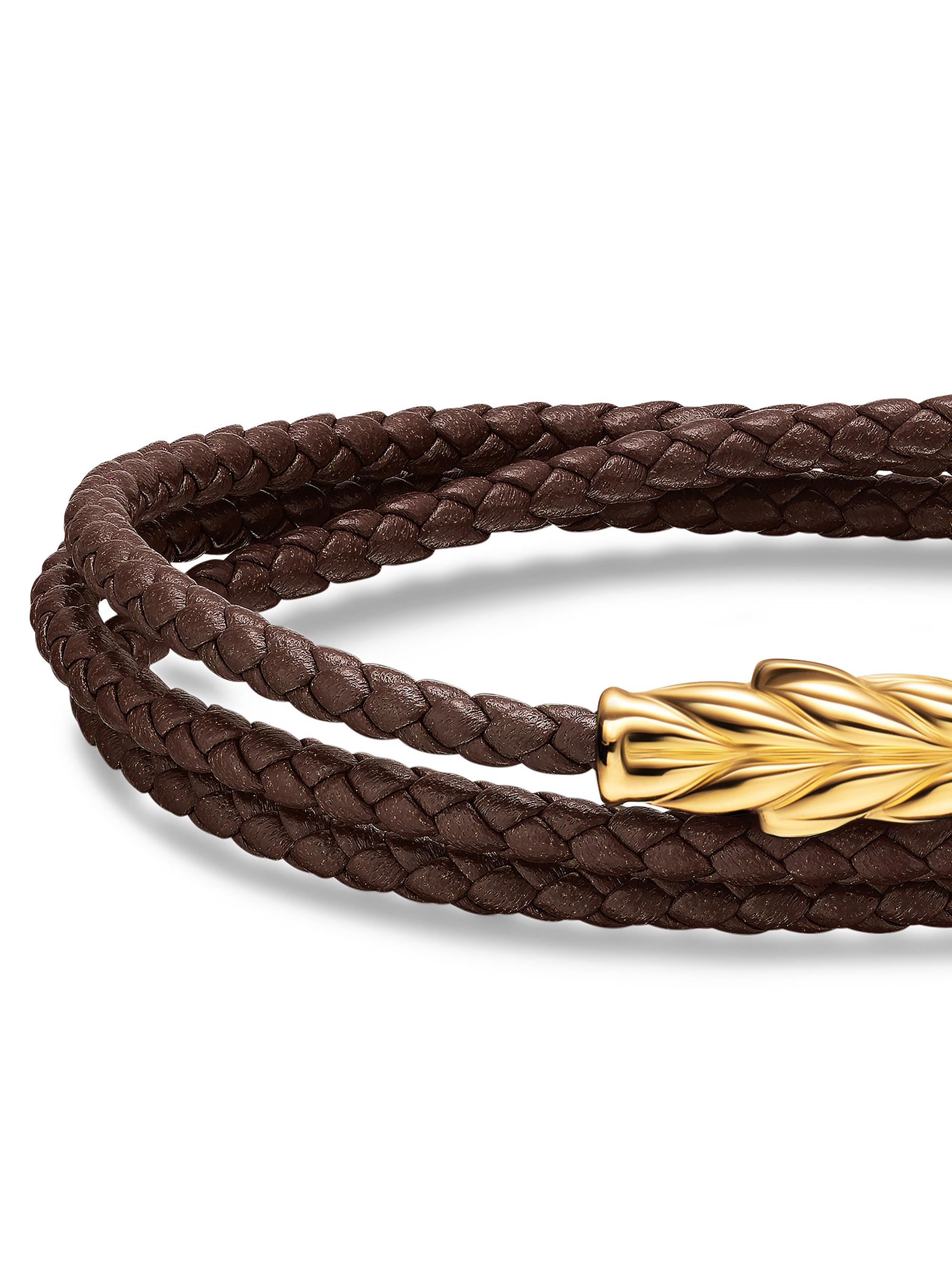 Chevron Triple Wrap Bracelet in Leather