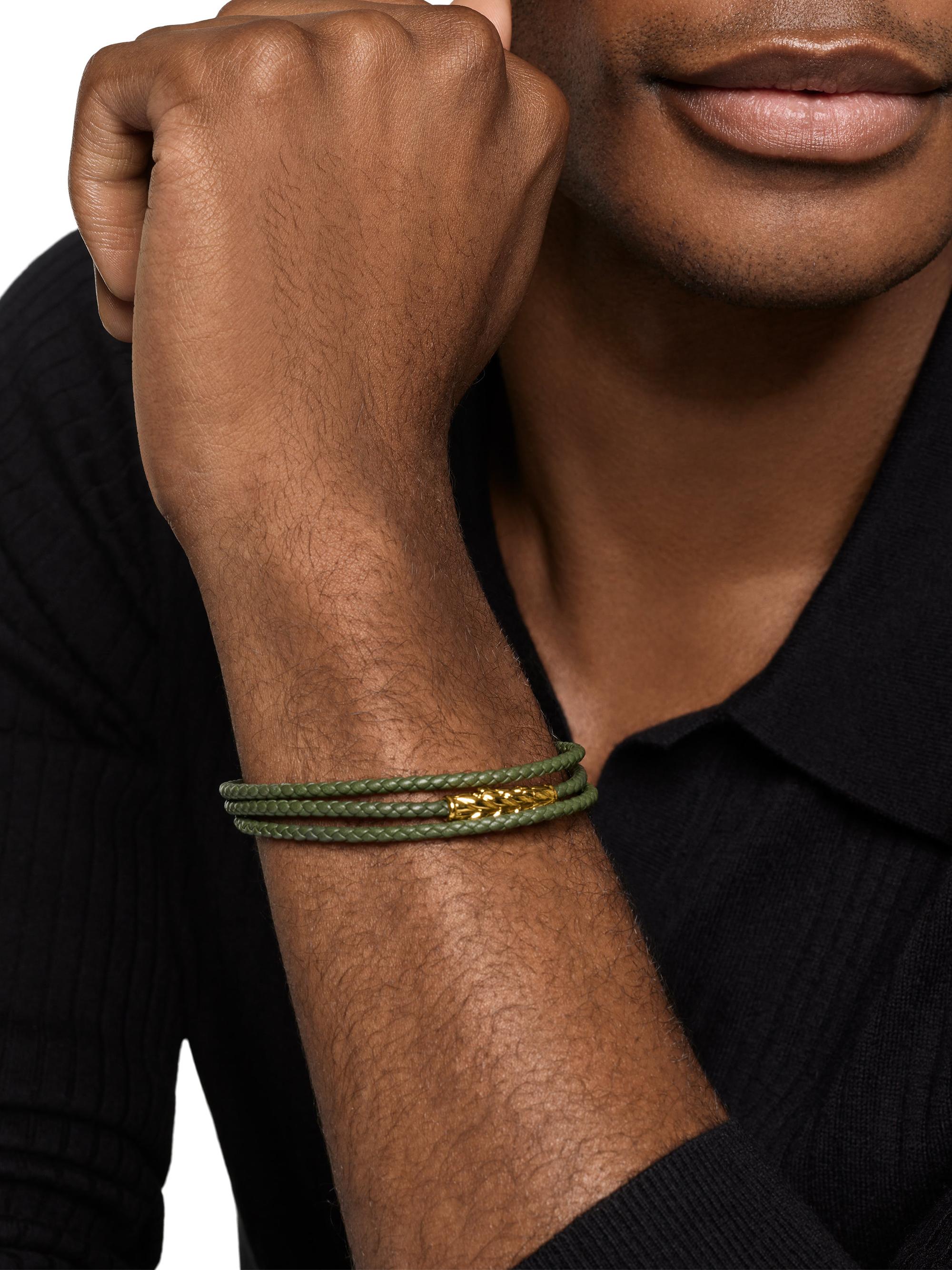 Chevron Triple Wrap Bracelet in Leather