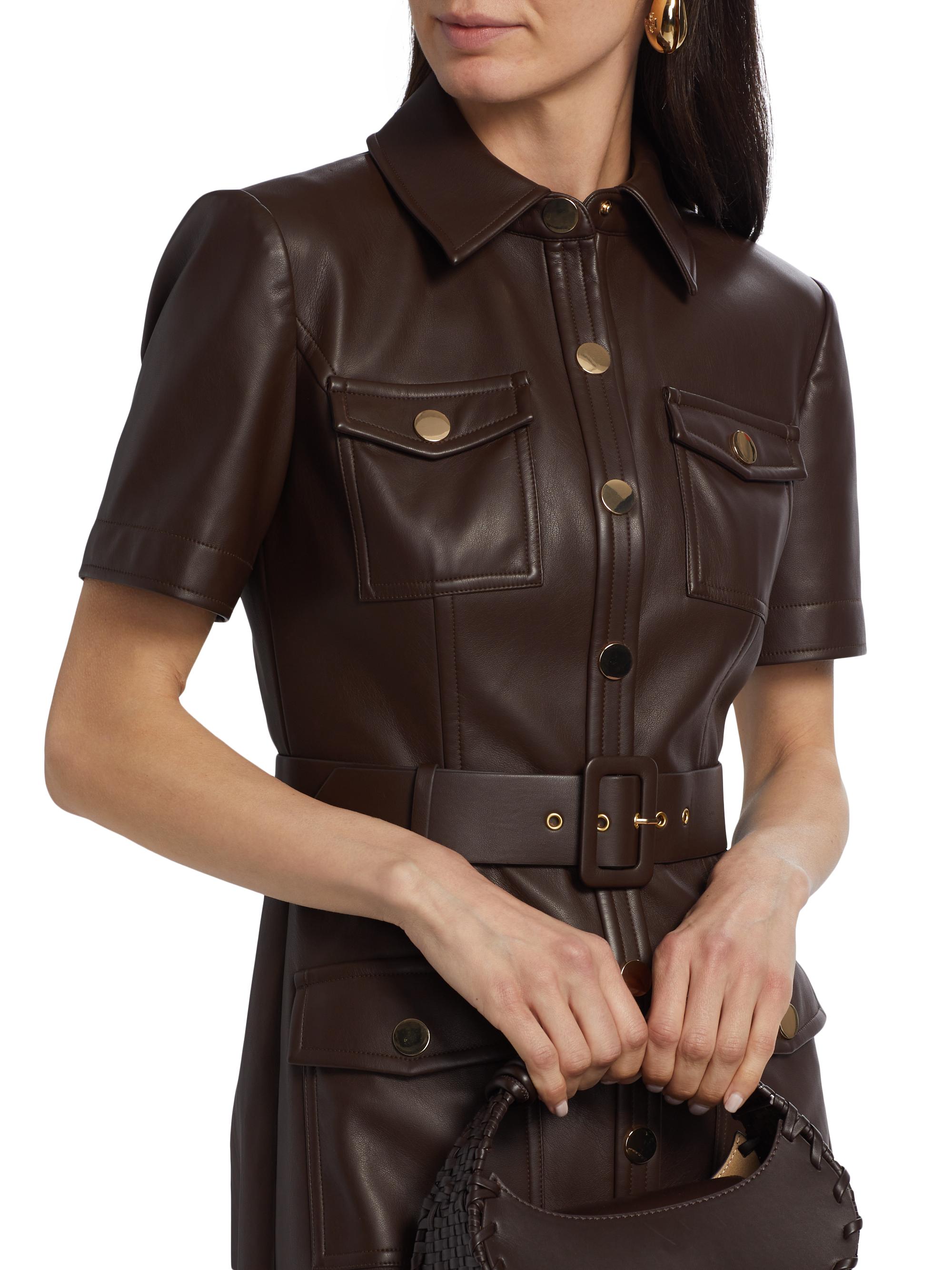 short brown leather dress Joey Leather Mini Dress main image 0