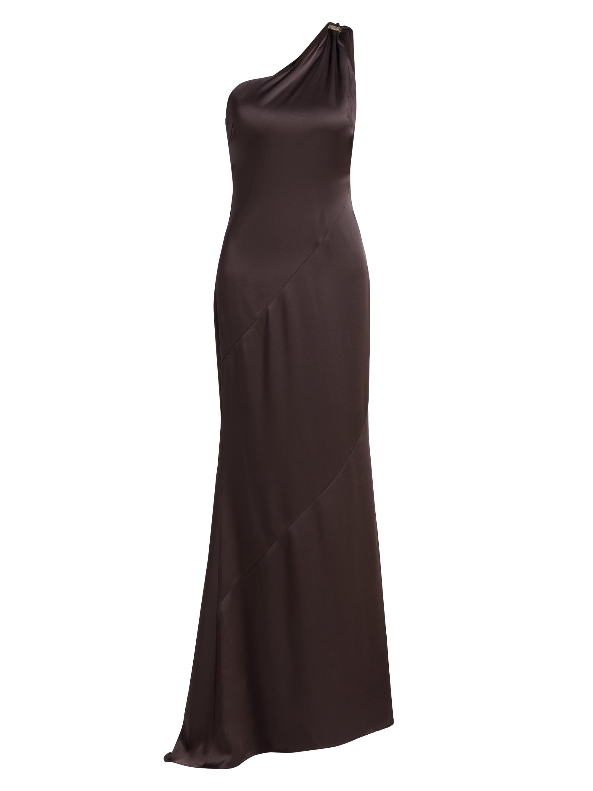 Toccin Women's Callum One-Shoulder Satin Gown - Espresso