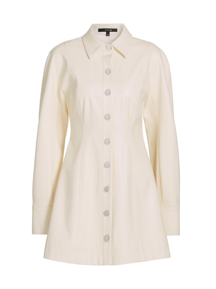 Toccin Women's Alexa Seamed Vegan Leather Minidress In White