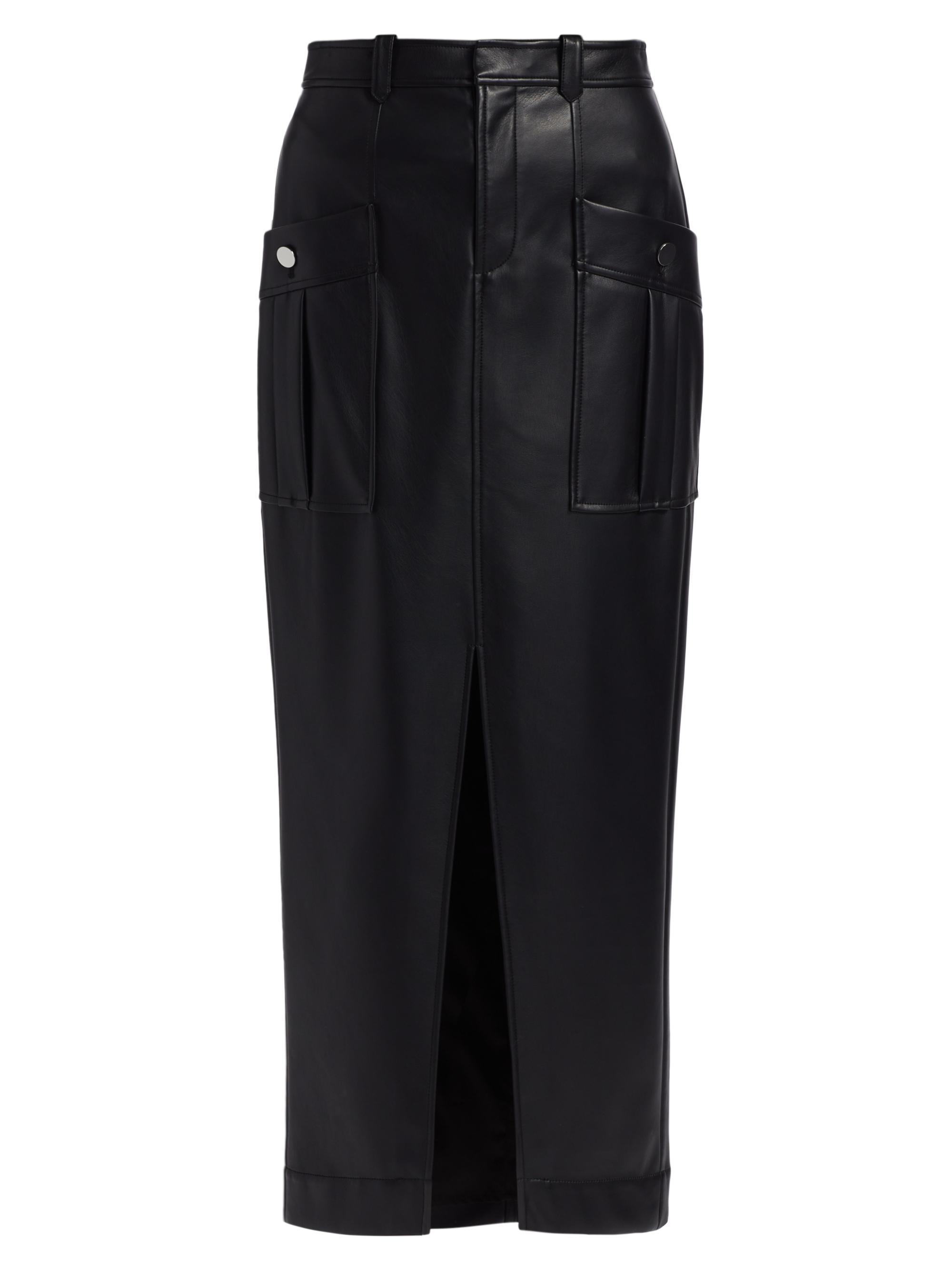 Toccin Women's Fallon Vegan Leather Cargo Midi-Skirt - Jet