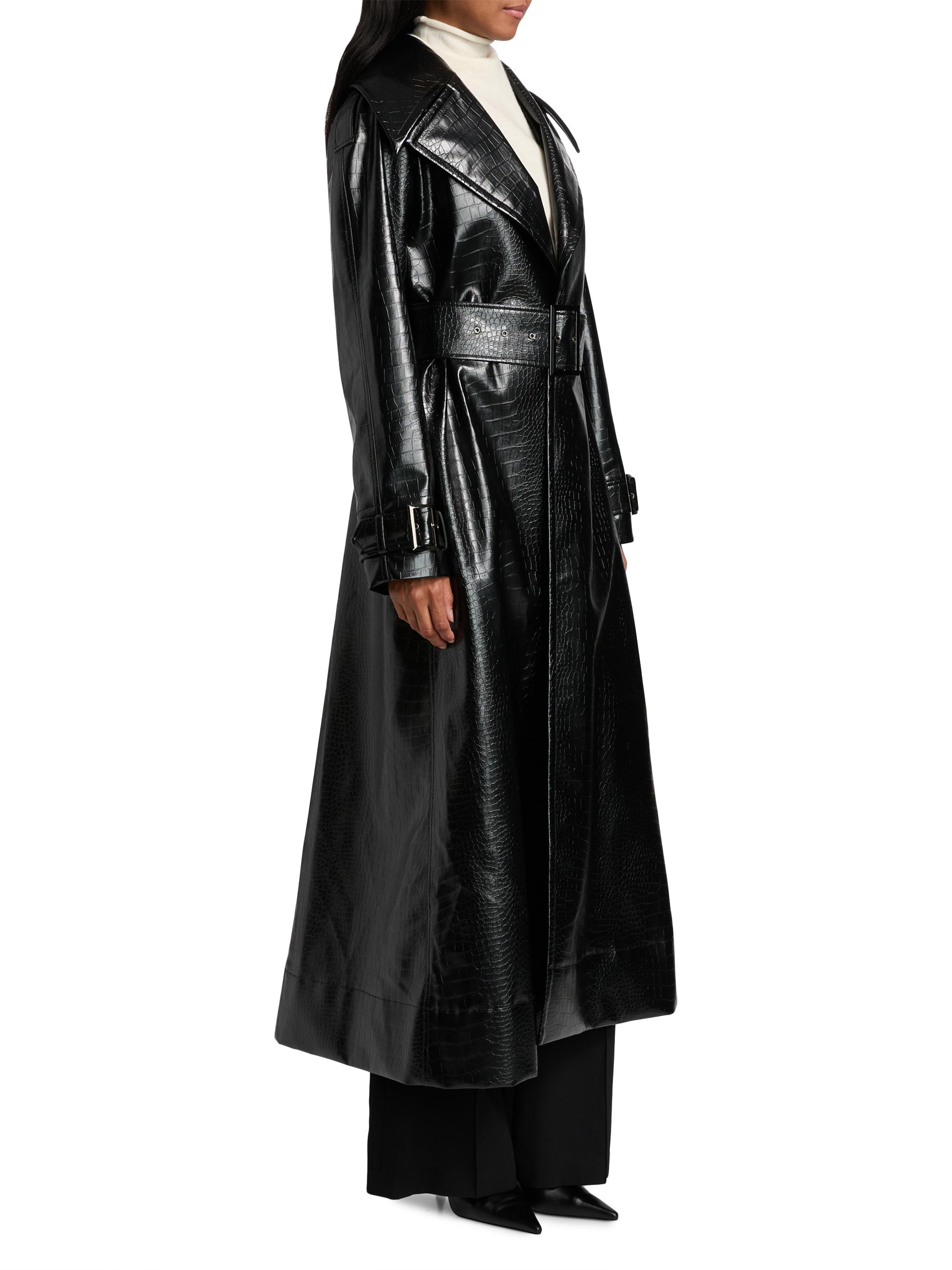 Toccin Chloe Croc-Embossed Faux Leather Trench Coat | Saks Fifth