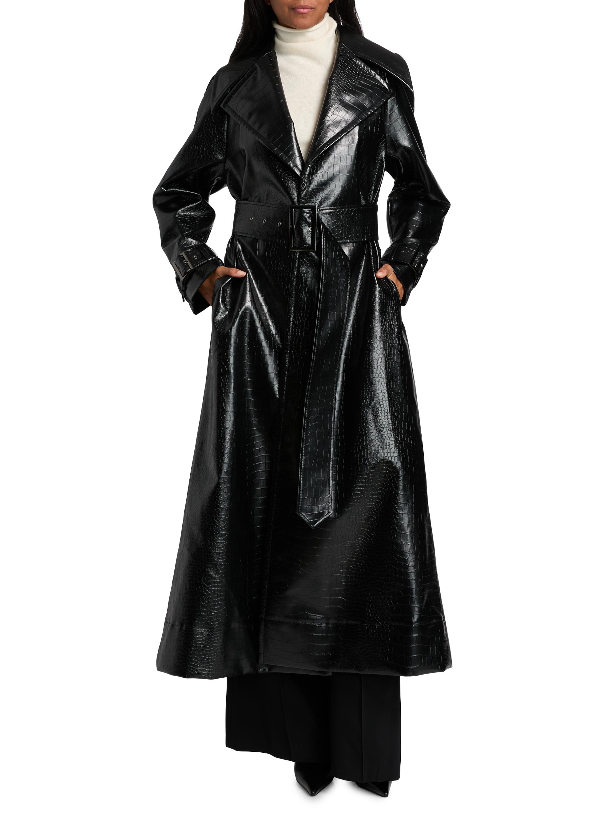 Toccin Chloe Croc-Embossed Faux Leather Trench Coat | Saks Fifth