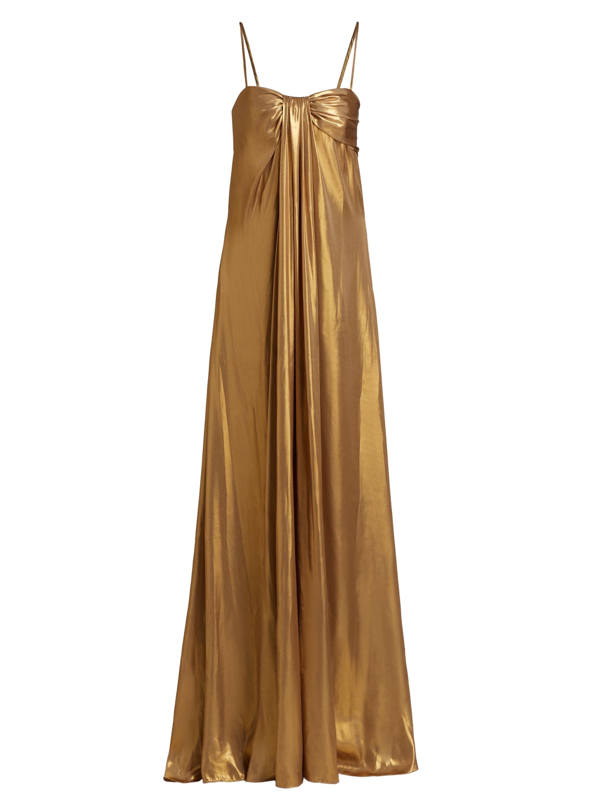 Toccin Women's Liza Metallic Cascade Gown - Antique Gold - Size 2