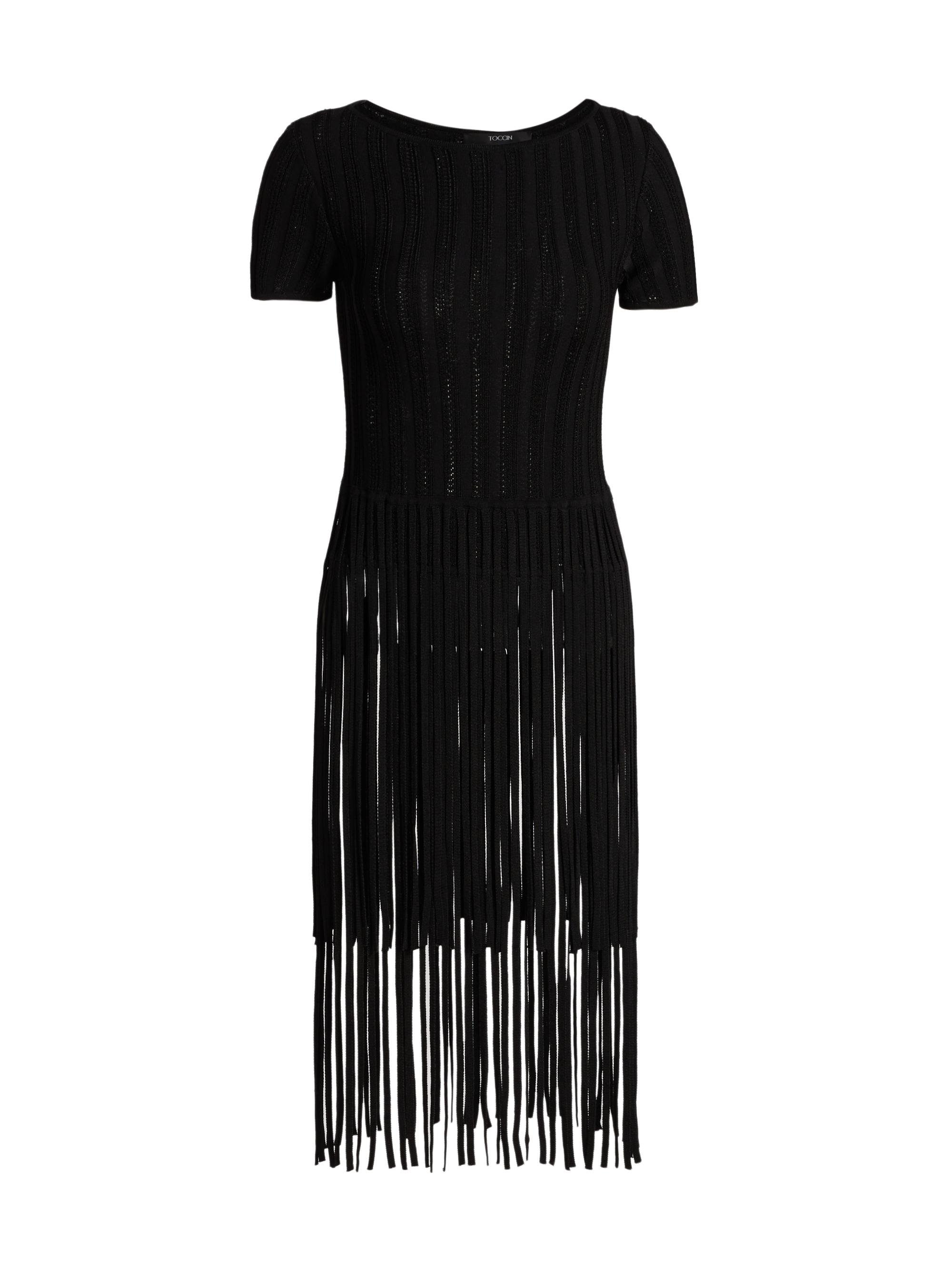 Toccin Women's Kyra Pointelle Fringe Top - Jet