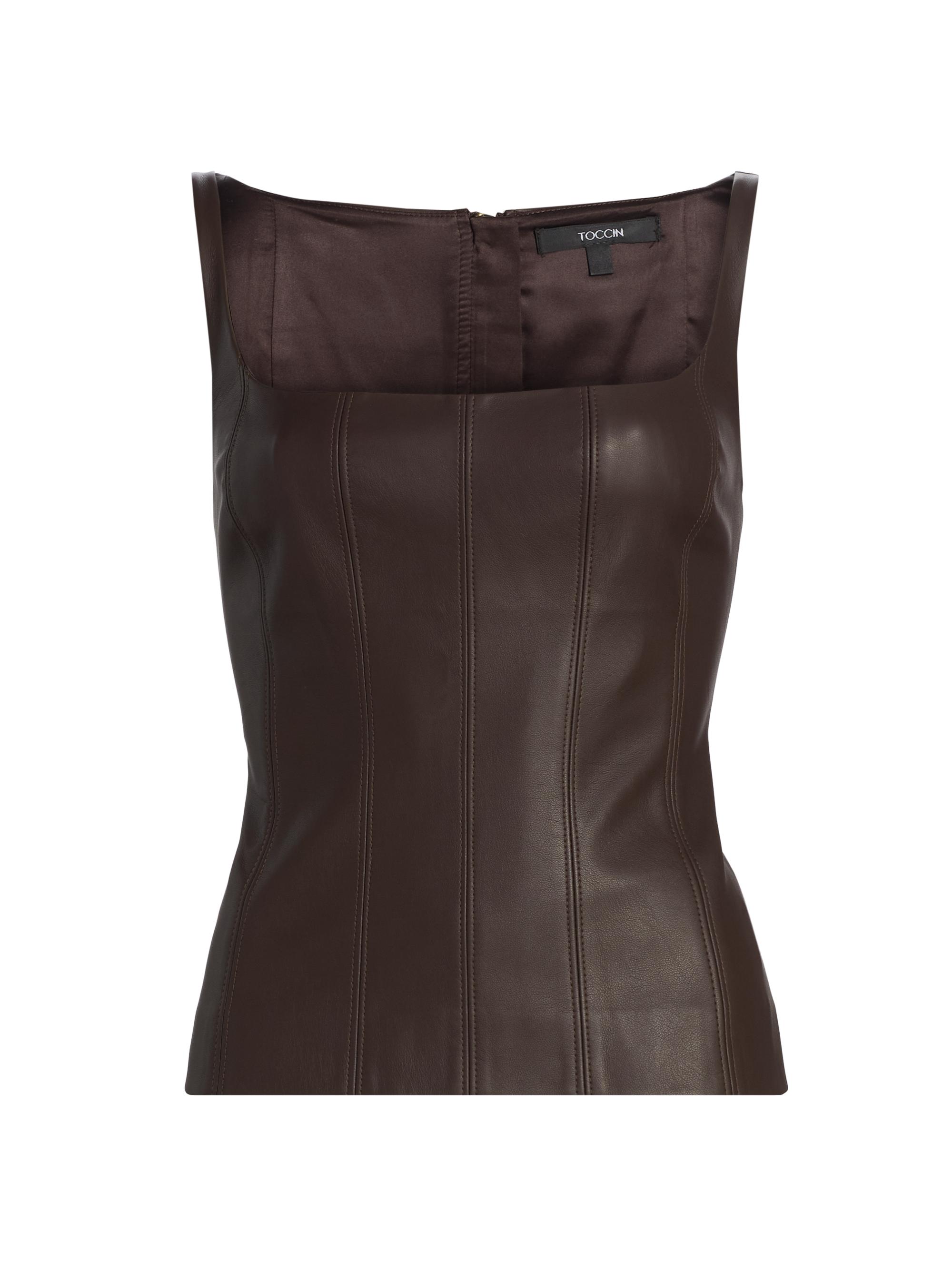 Toccin Women's Bibi Sculpted Faux Leather Tank - Espresso