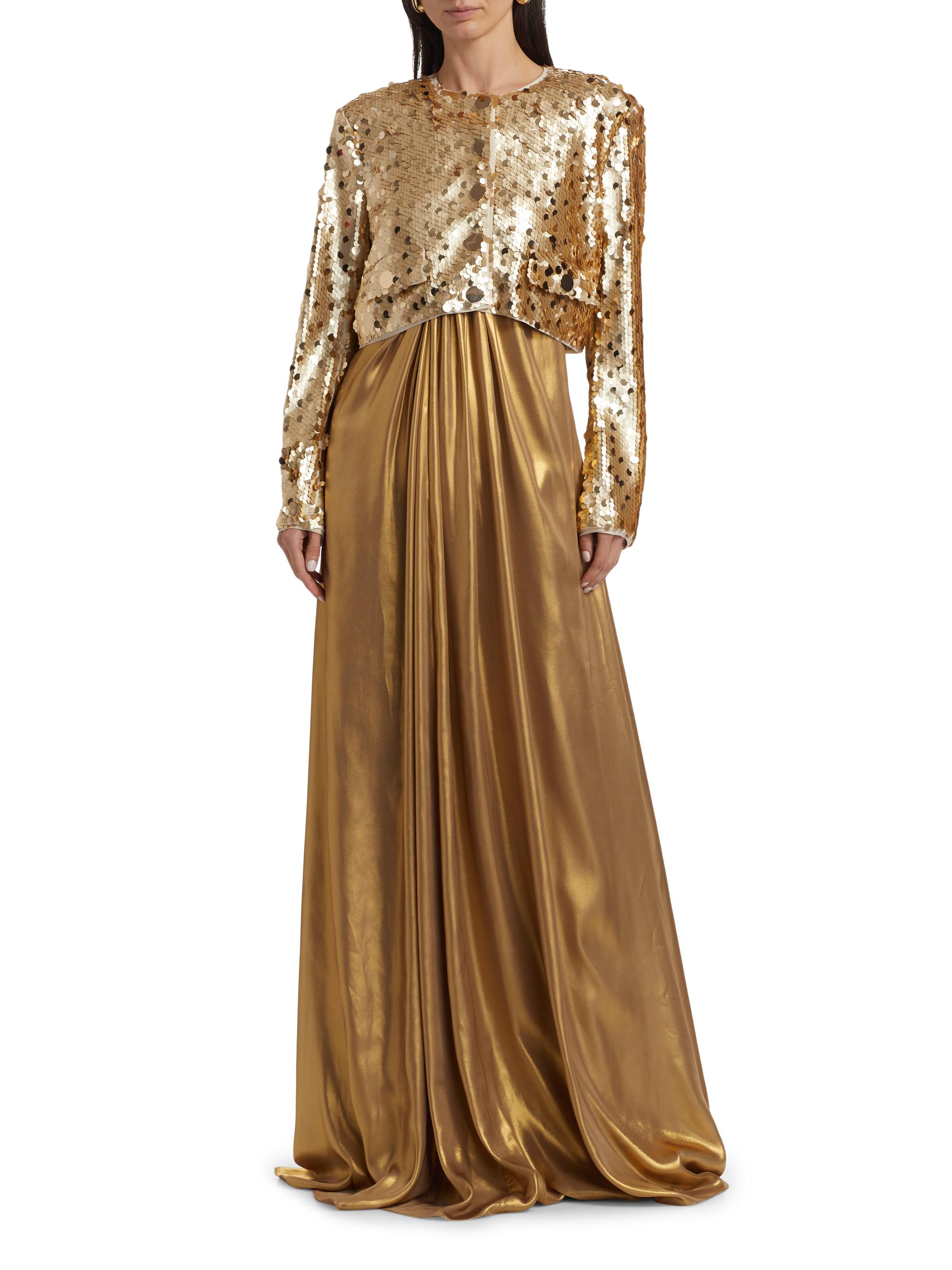 gold jacket dress 1980s Liquid Gold Strapless Party Dress & Jacket Set main image 1