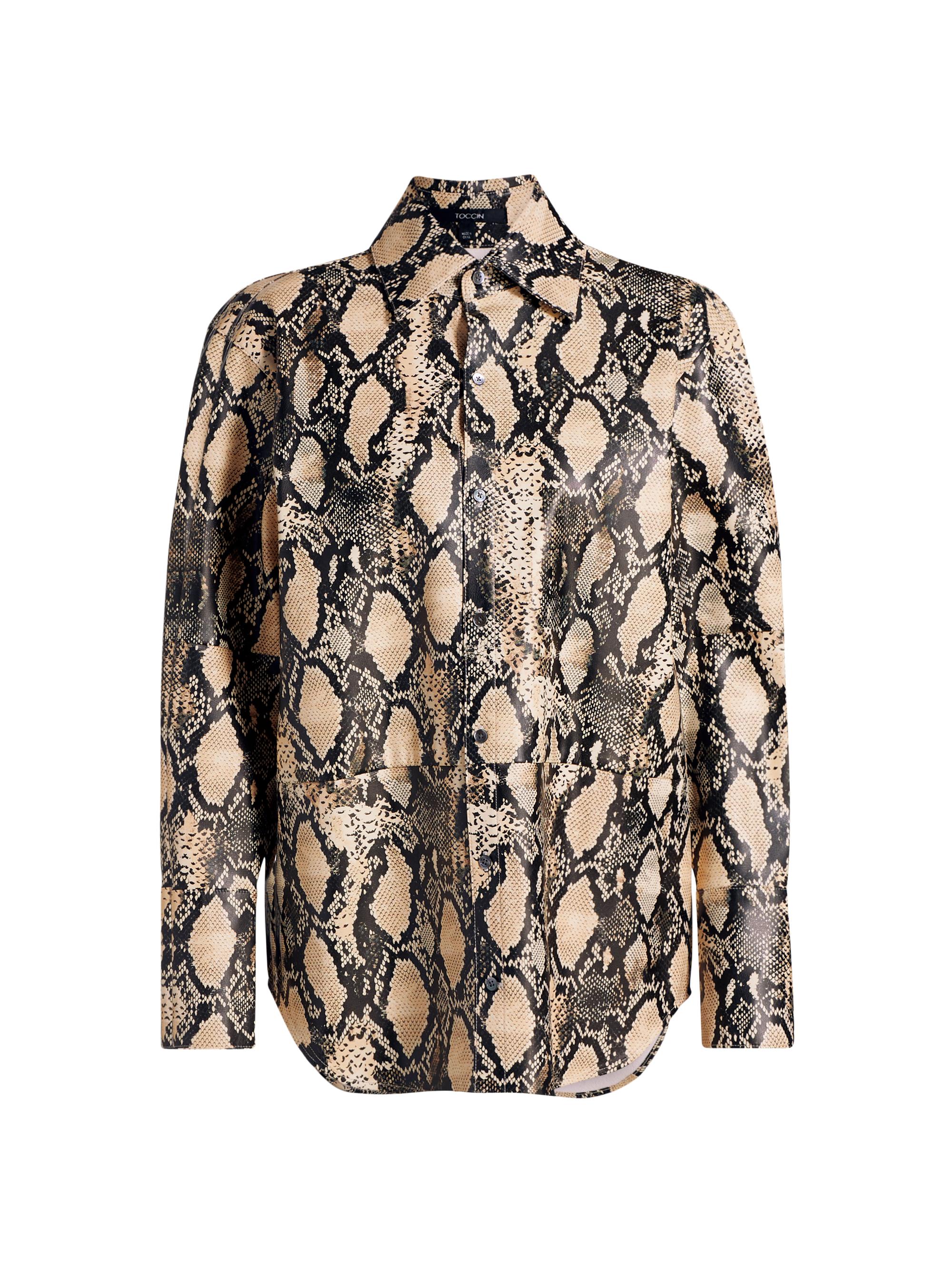 Toccin Women's Kali Snakeskin Faux Leather Boyfriend Shirt - Python