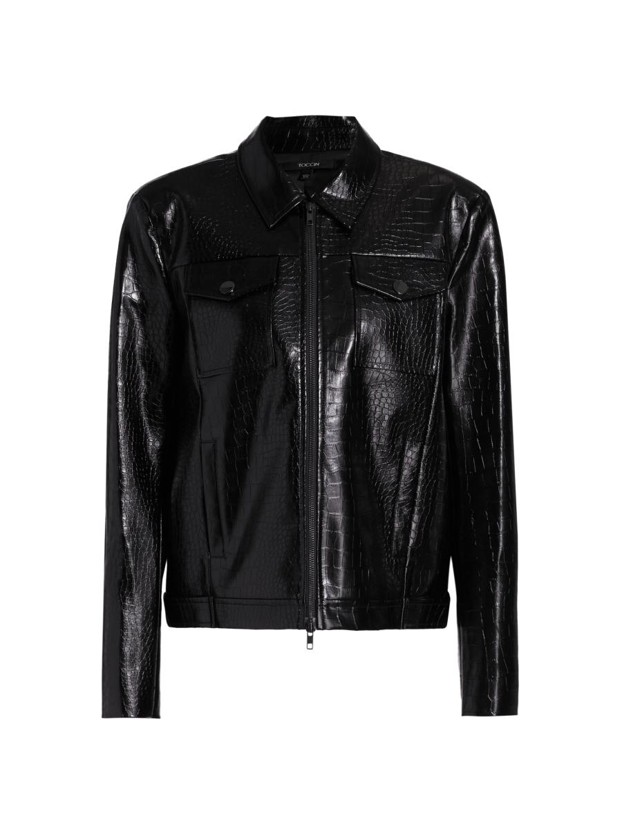Toccin Juno Crocodile-Embossed Faux Leather Moto Jacket | Saks