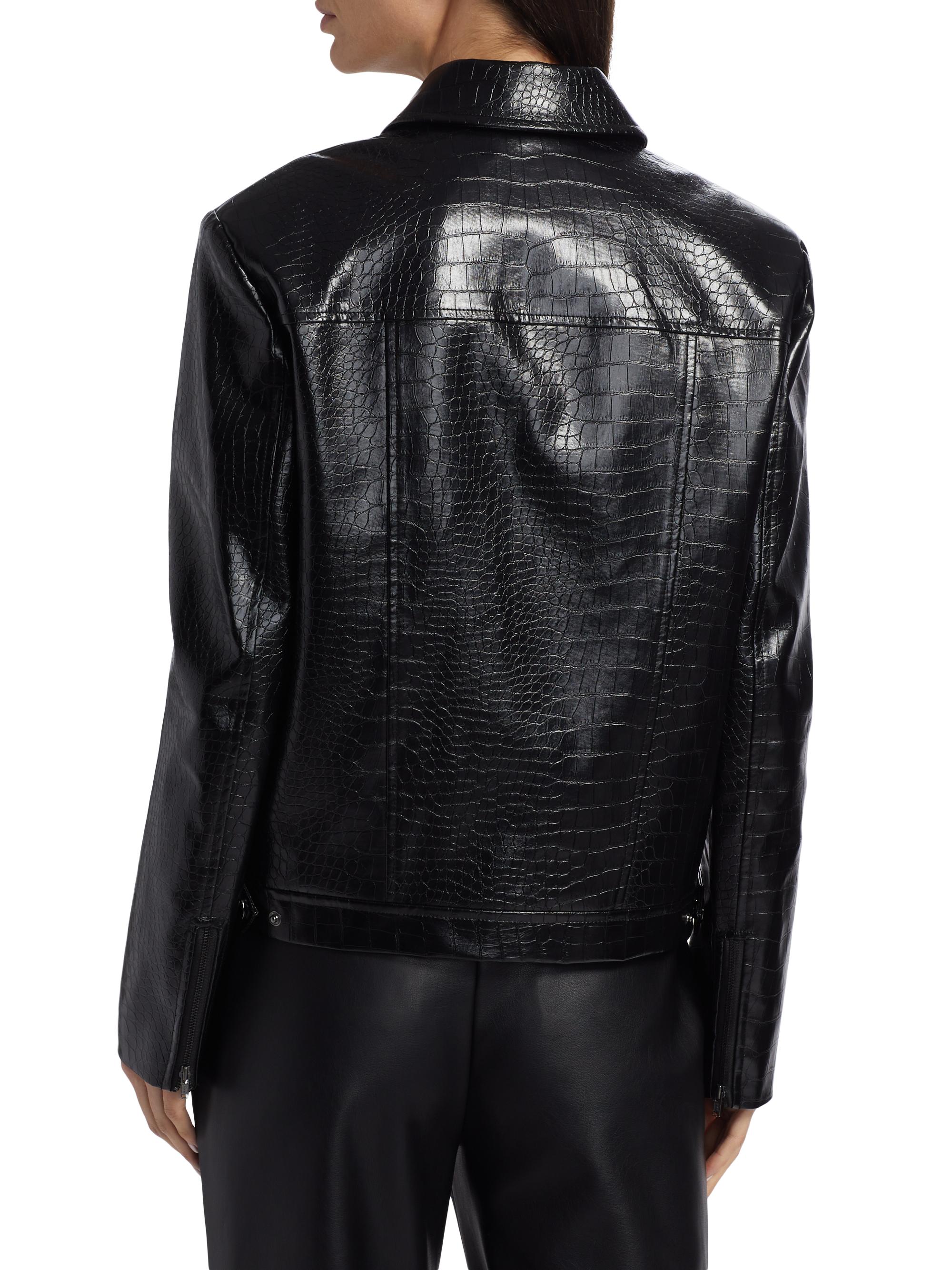 Toccin Juno Crocodile-Embossed Faux Leather Moto Jacket | Saks
