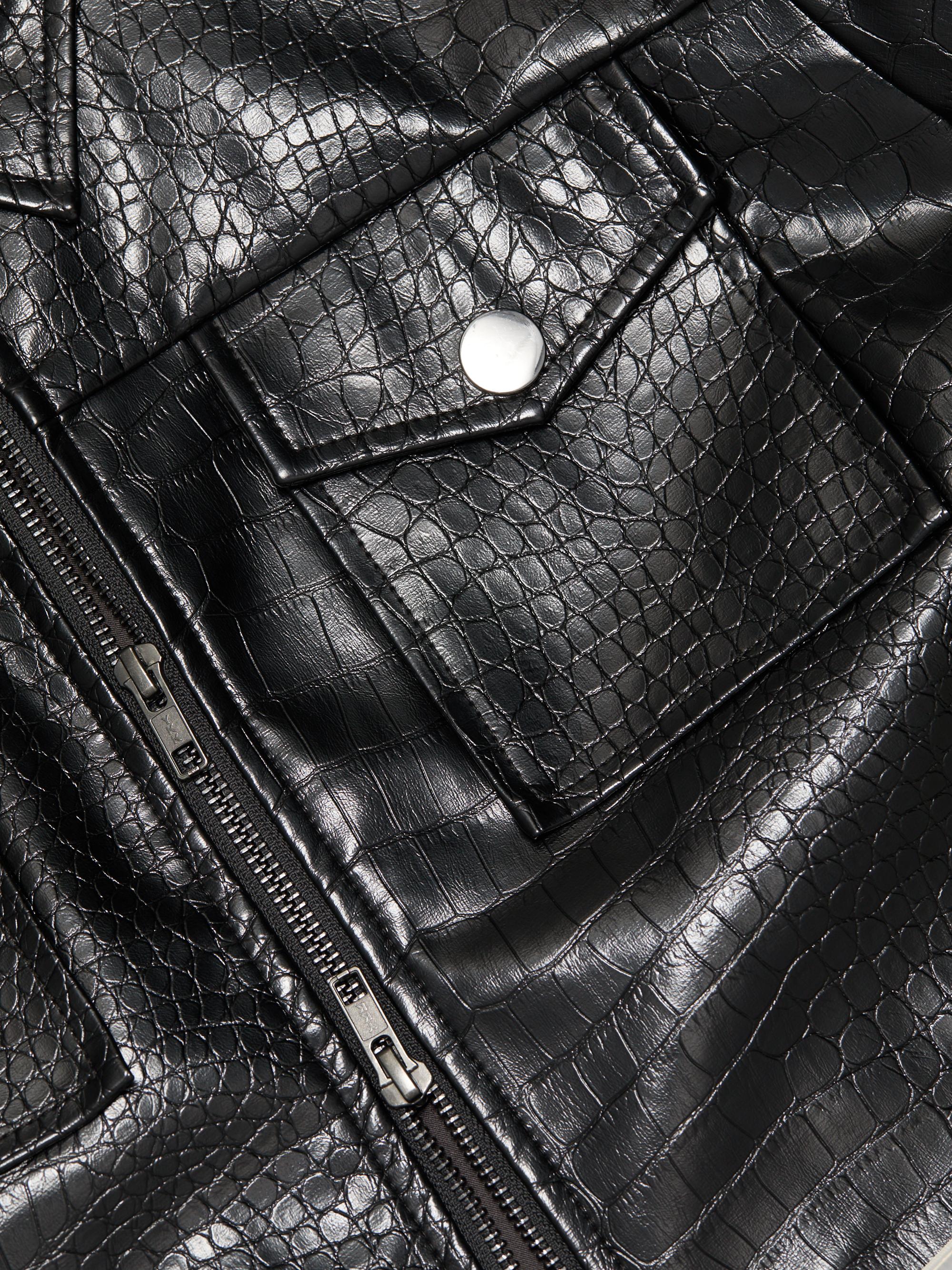 Toccin Juno Crocodile-Embossed Faux Leather Moto Jacket | Saks