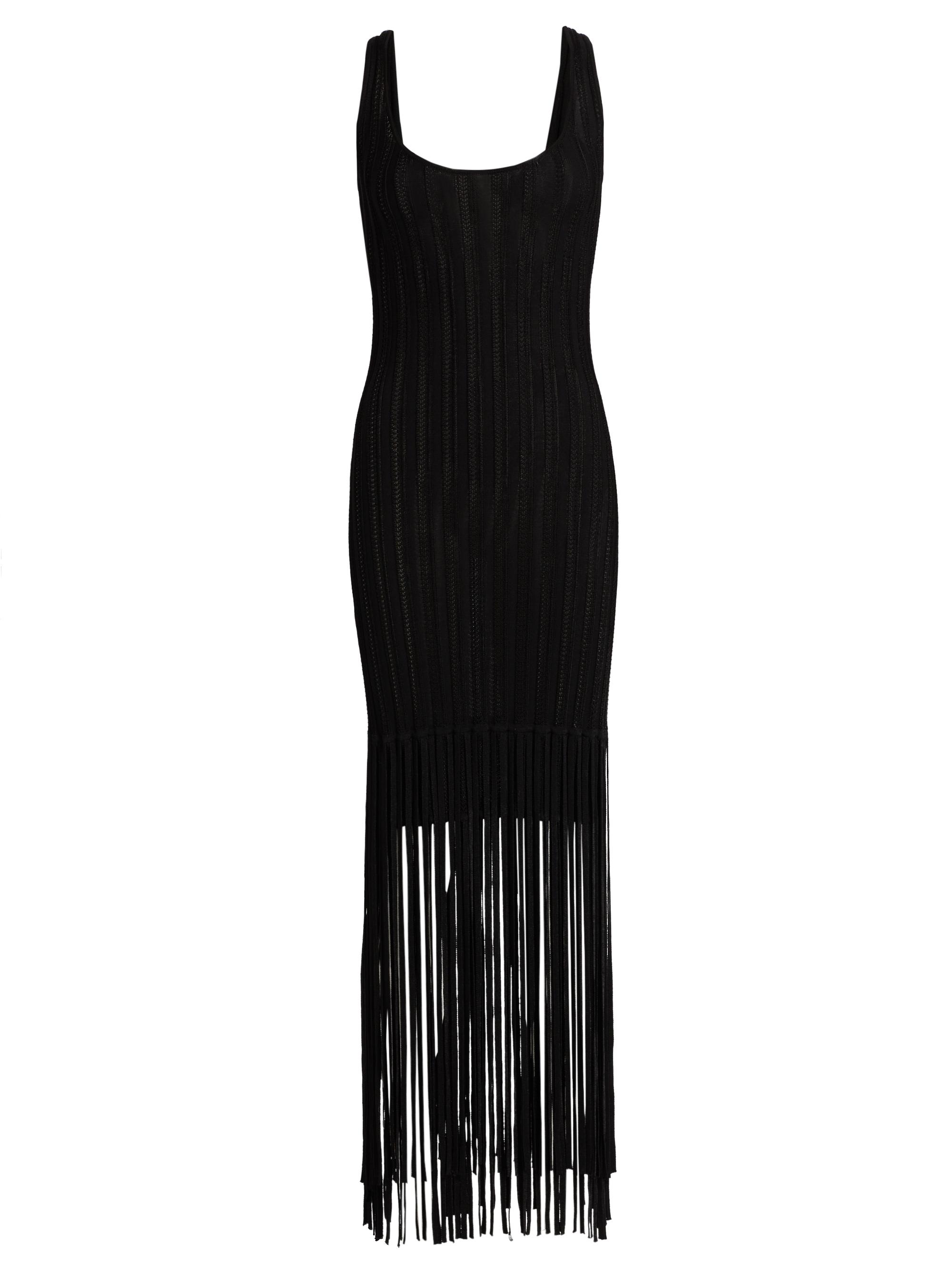 Toccin Women's Lorelai Fringe-Trim Scoopneck Maxi Dress - Jet