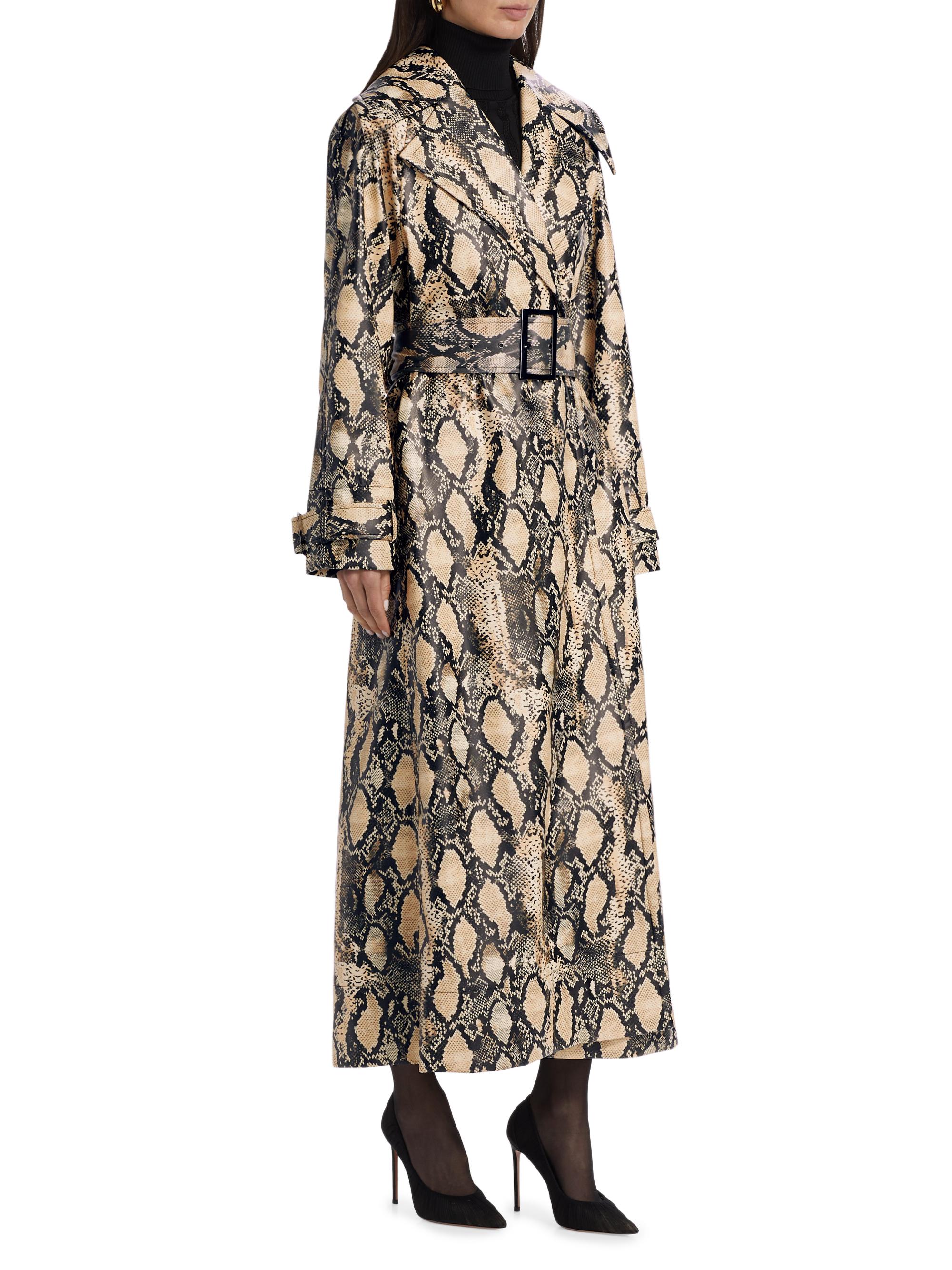 Toccin Chloe Snakeskin Faux Leather Trench Coat | Saks Fifth Avenue